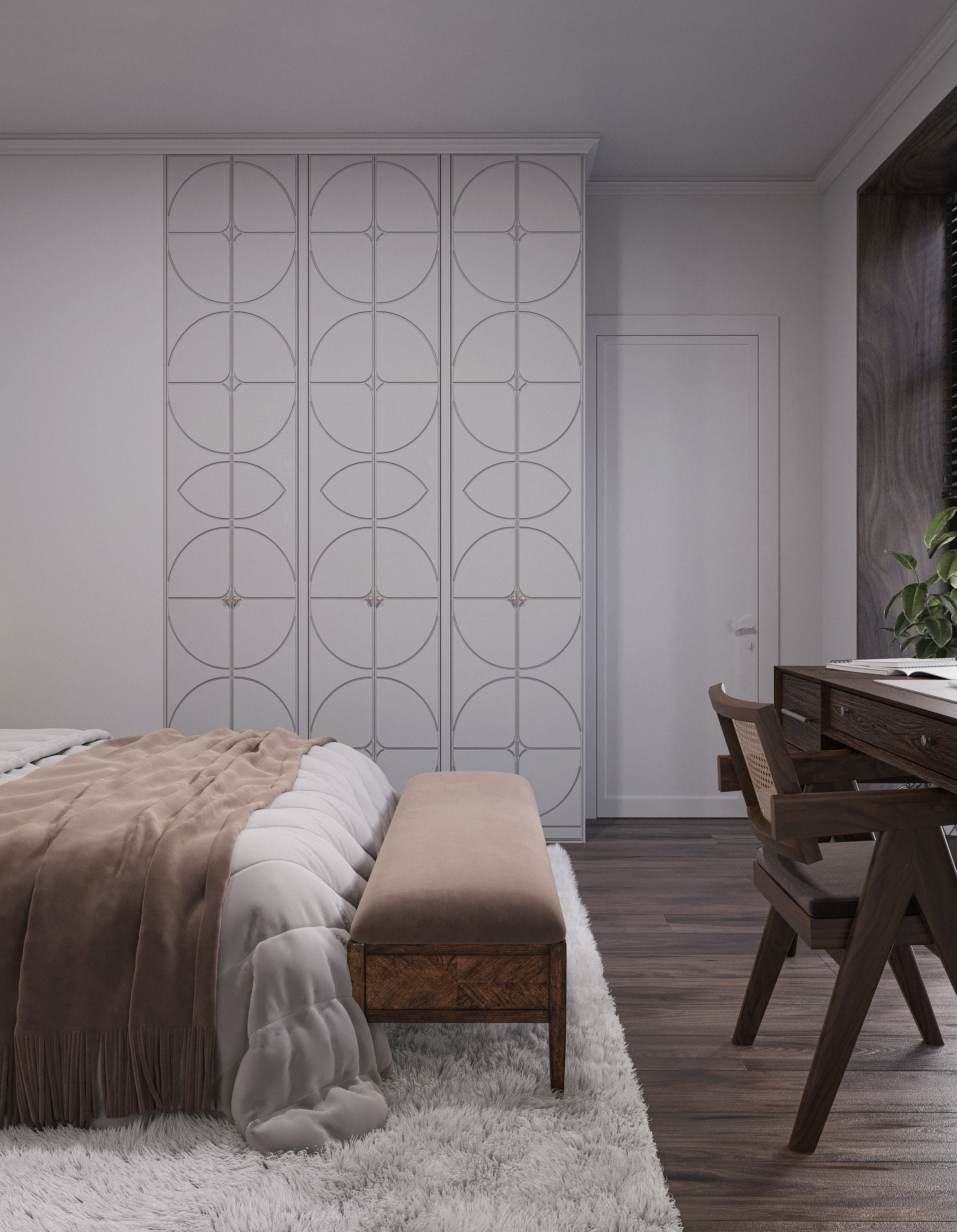 Forest night. 3D visualization of exteriors and interiors