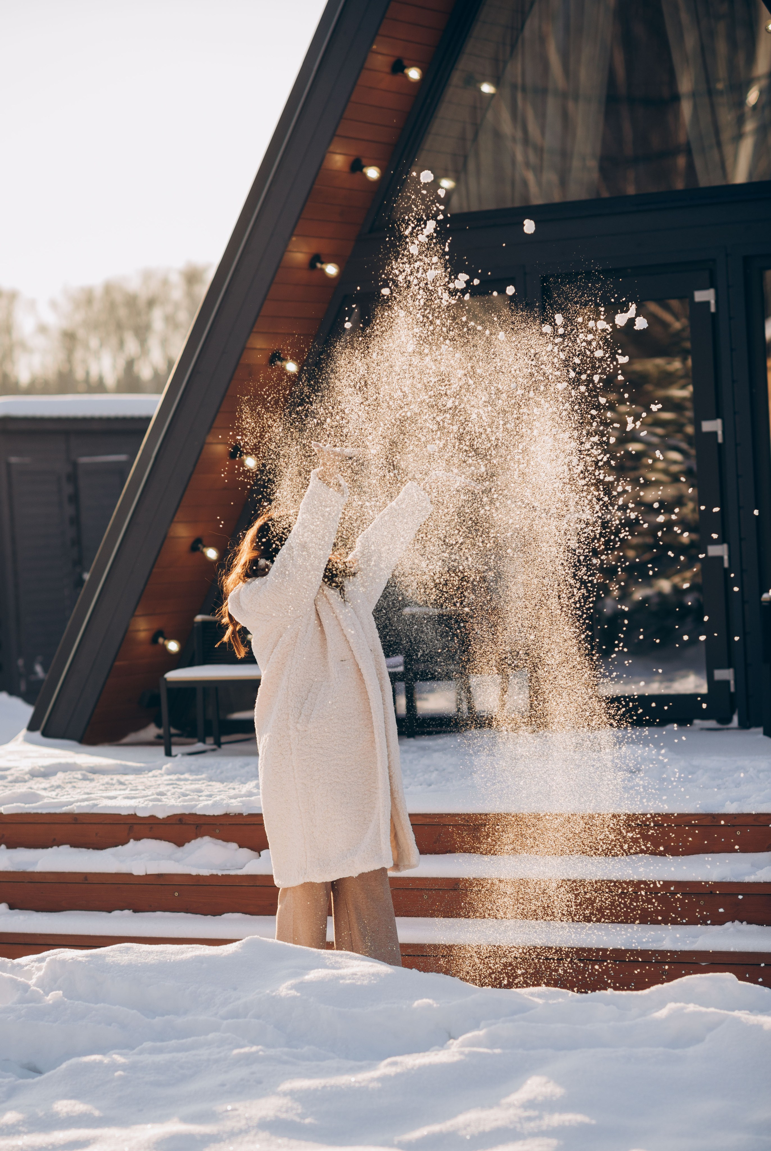 Зимняя фотосессия в домике A-frame. Семейный фотограф в Домодедово и Москве Елена Пичугина