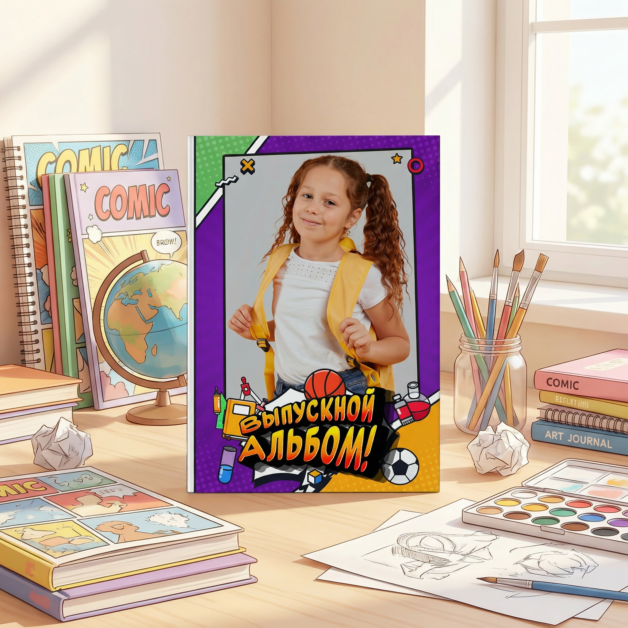 032 Comics II. Дизайны, psd шаблоны школьных и выпускных альбомов и обложек