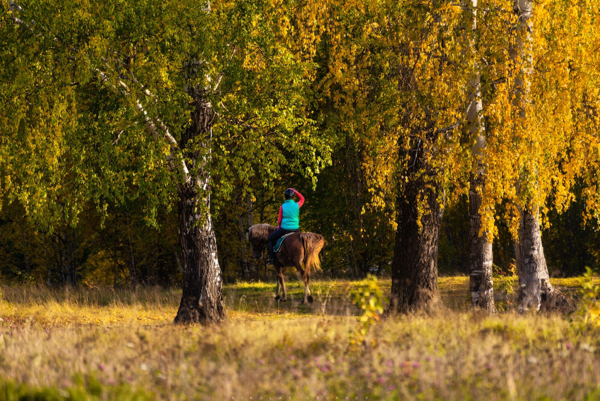 Фотосессия девушки с лошадью осенью в Черноисточинске.