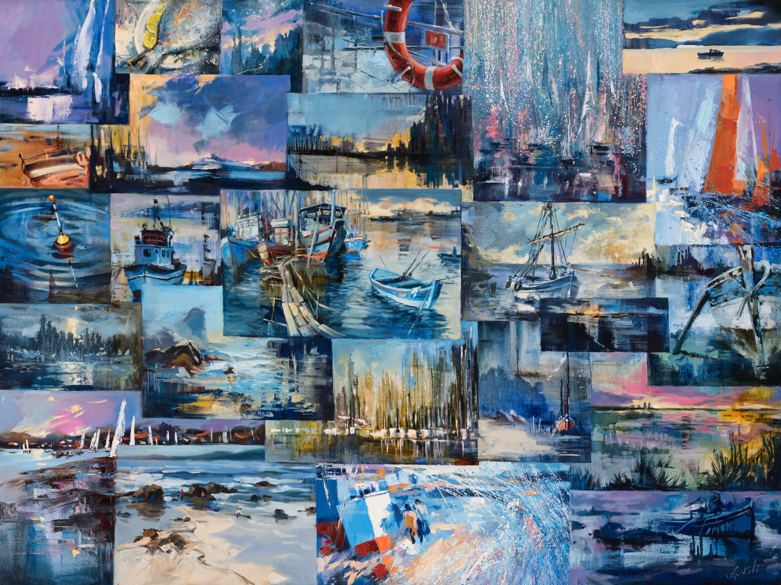 «Лоскуты воспоминаний 2. Море» - художник Алексей Апиш (холст, масло, 150x200 см, 2023)