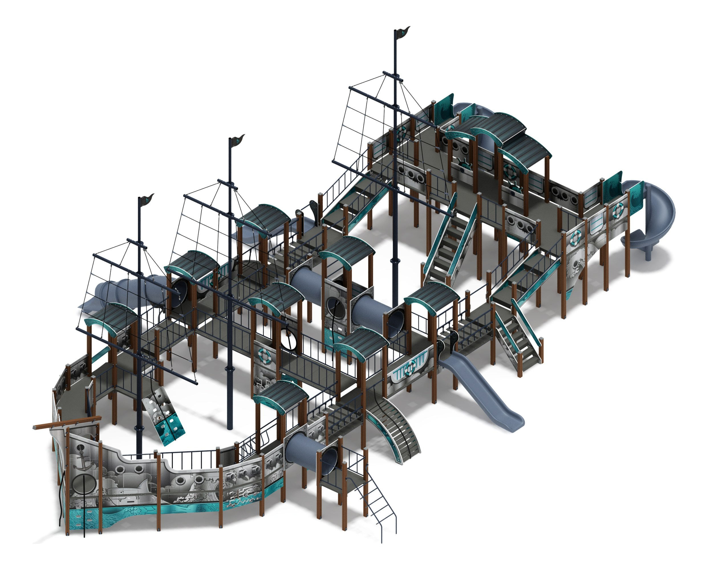 Баркентина (Лагуна) - ДИК 2.03.3.06-12.И1 - Игровой комплекс (Винтовой скат) H=1200, Н=1500, Н=2000                                                                          Габариты (ШхДхВ): 22870х13850х9450                                                                                                                                                                      Зона безопасности, мм:  25870х17350                                                                                                                                                               Скат горки: H=1200 (прямой скат) / H=1500 (винтовой скат) / H=2000 (винтовой скат)                                                                                                                                           Возрастные ограничения от 5 до 12 лет