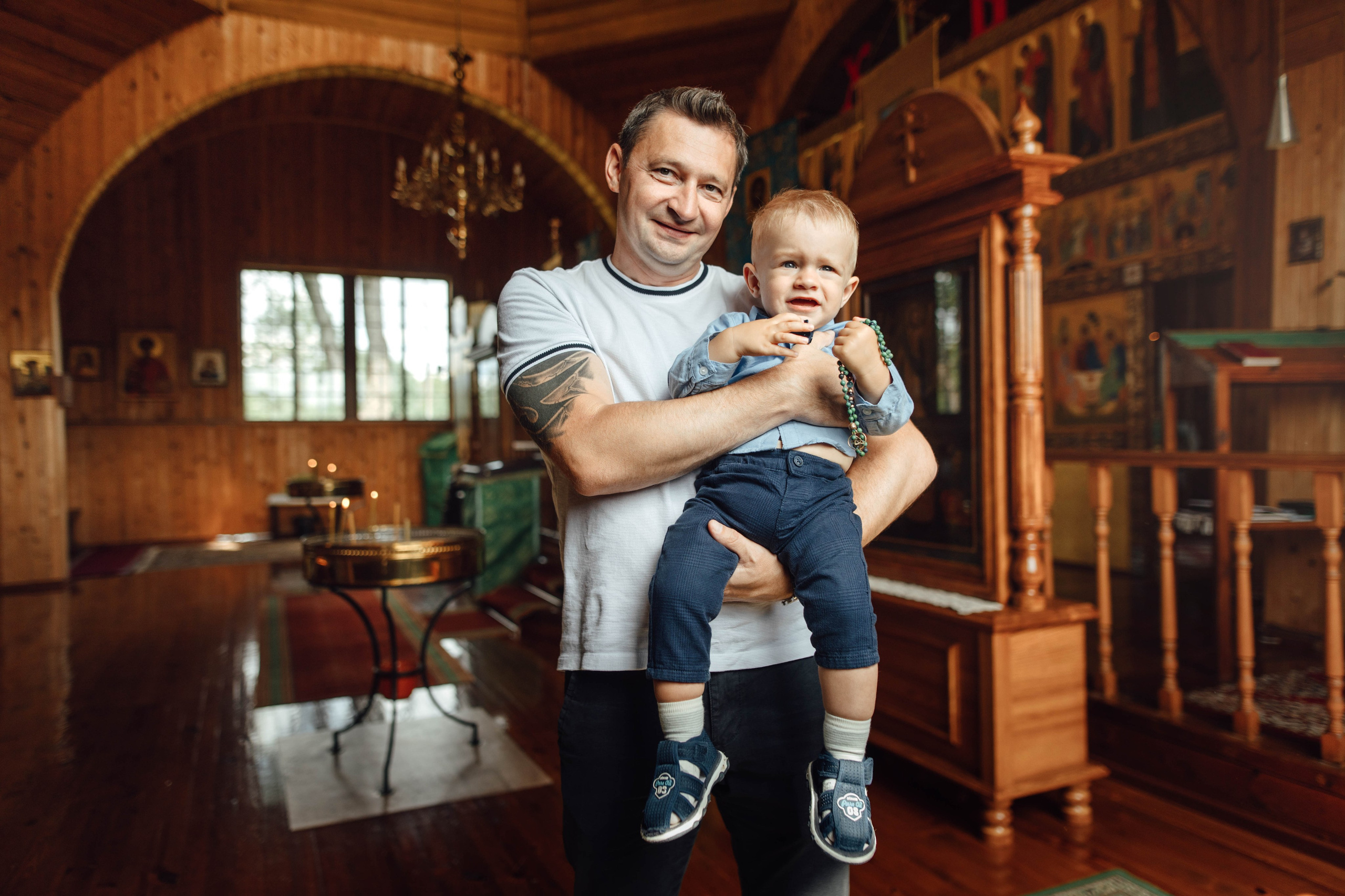 Крещение Тимофея, д. Киевец, храм Святой Троицы, август 2025