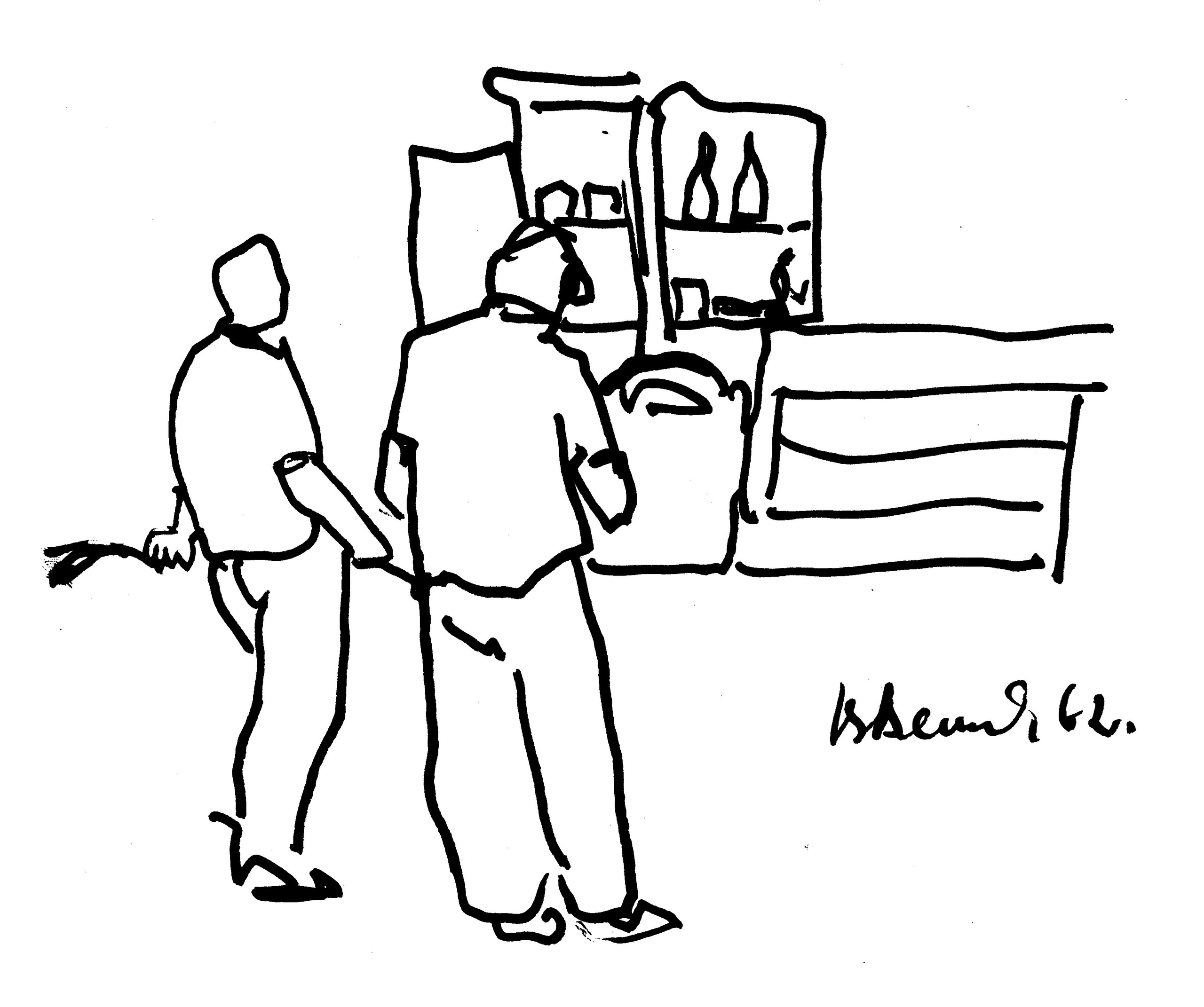 1962.Перед прилавком.Тушь,перо редис