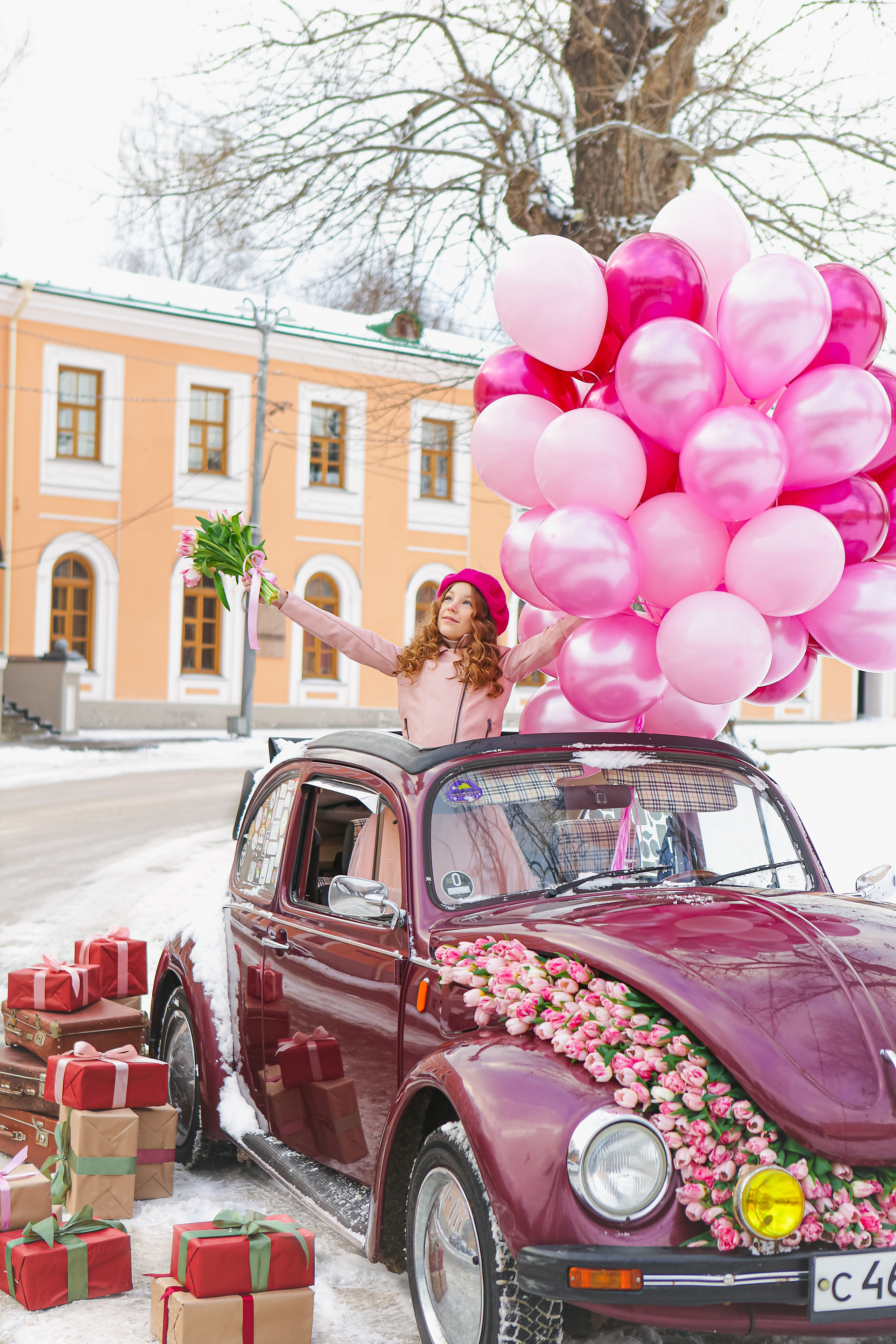 Машина с цветами. Семейный и детский фотограф в Москве Александра Мак