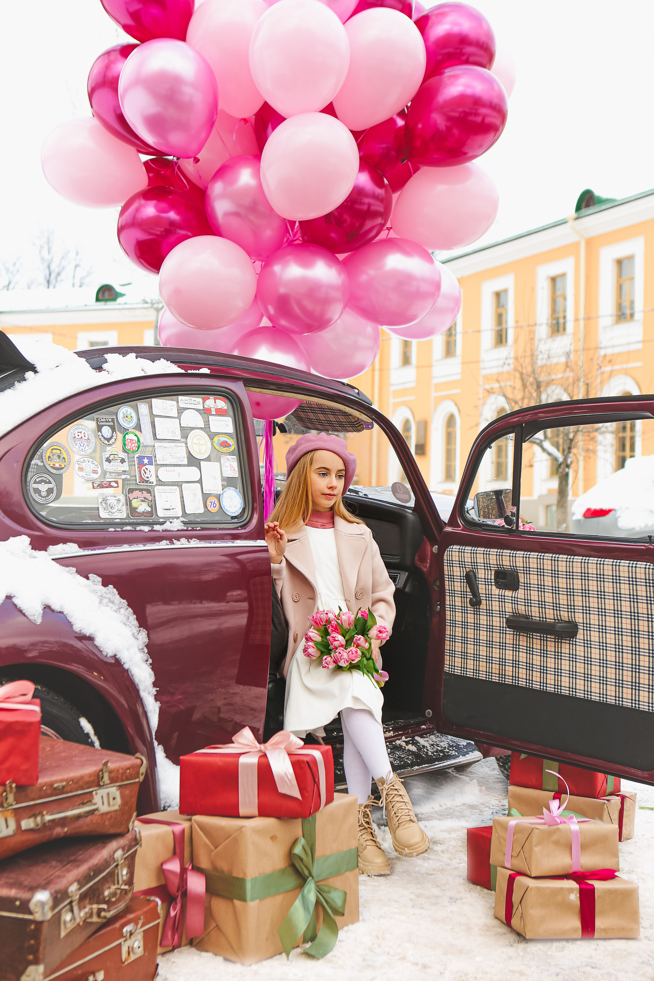 Машина с цветами. Семейный и детский фотограф в Москве Александра Мак