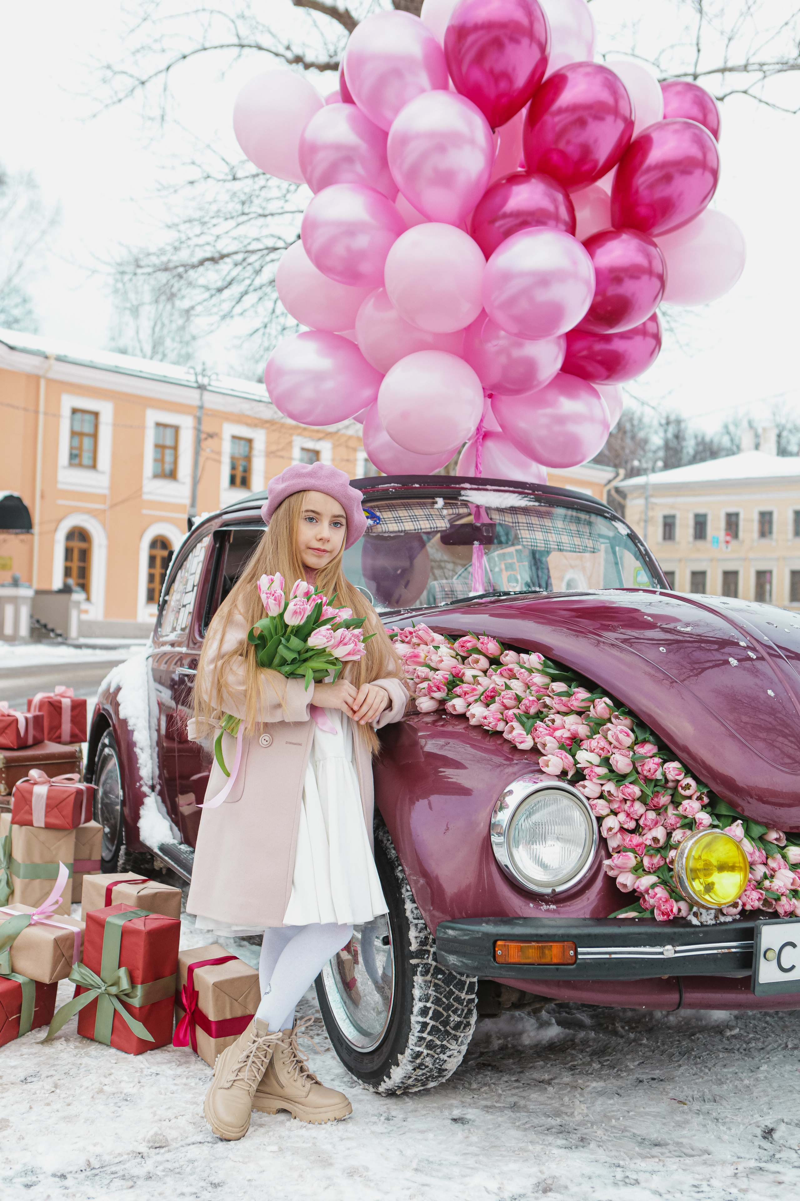 Машина с цветами. Семейный и детский фотограф в Москве Александра Мак