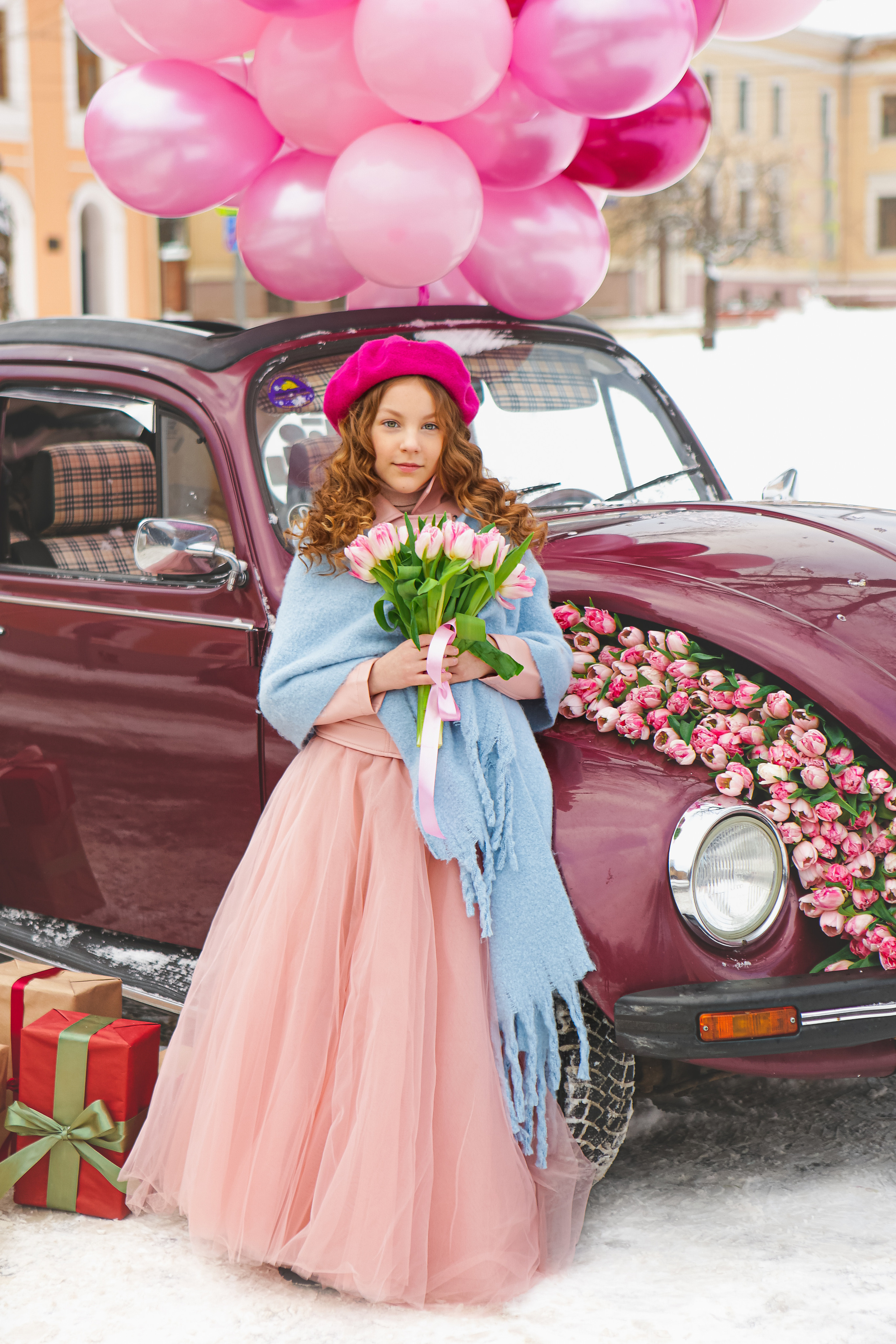 Машина с цветами. Семейный и детский фотограф в Москве Александра Мак