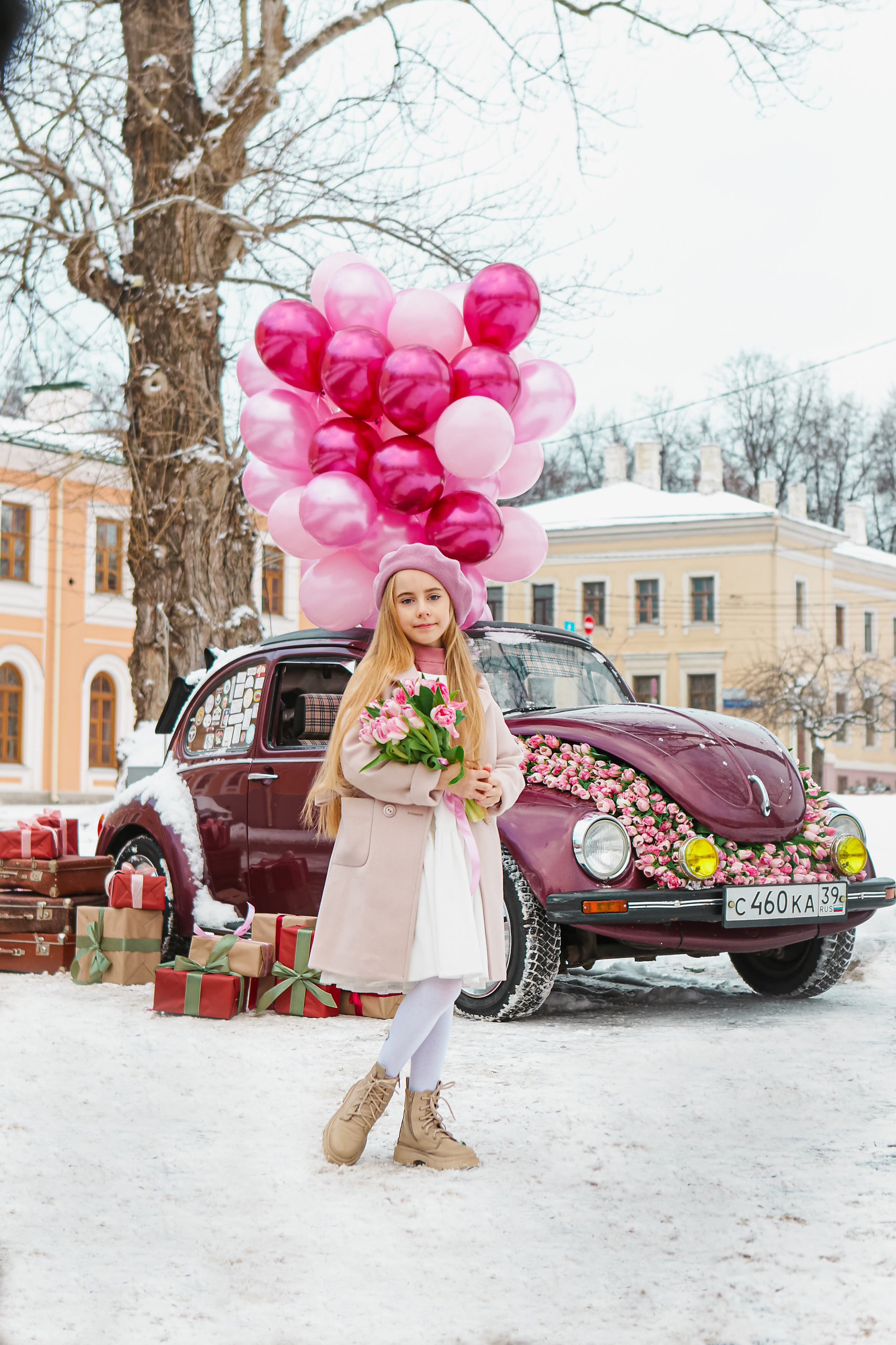 Машина с цветами. Семейный и детский фотограф в Москве Александра Мак