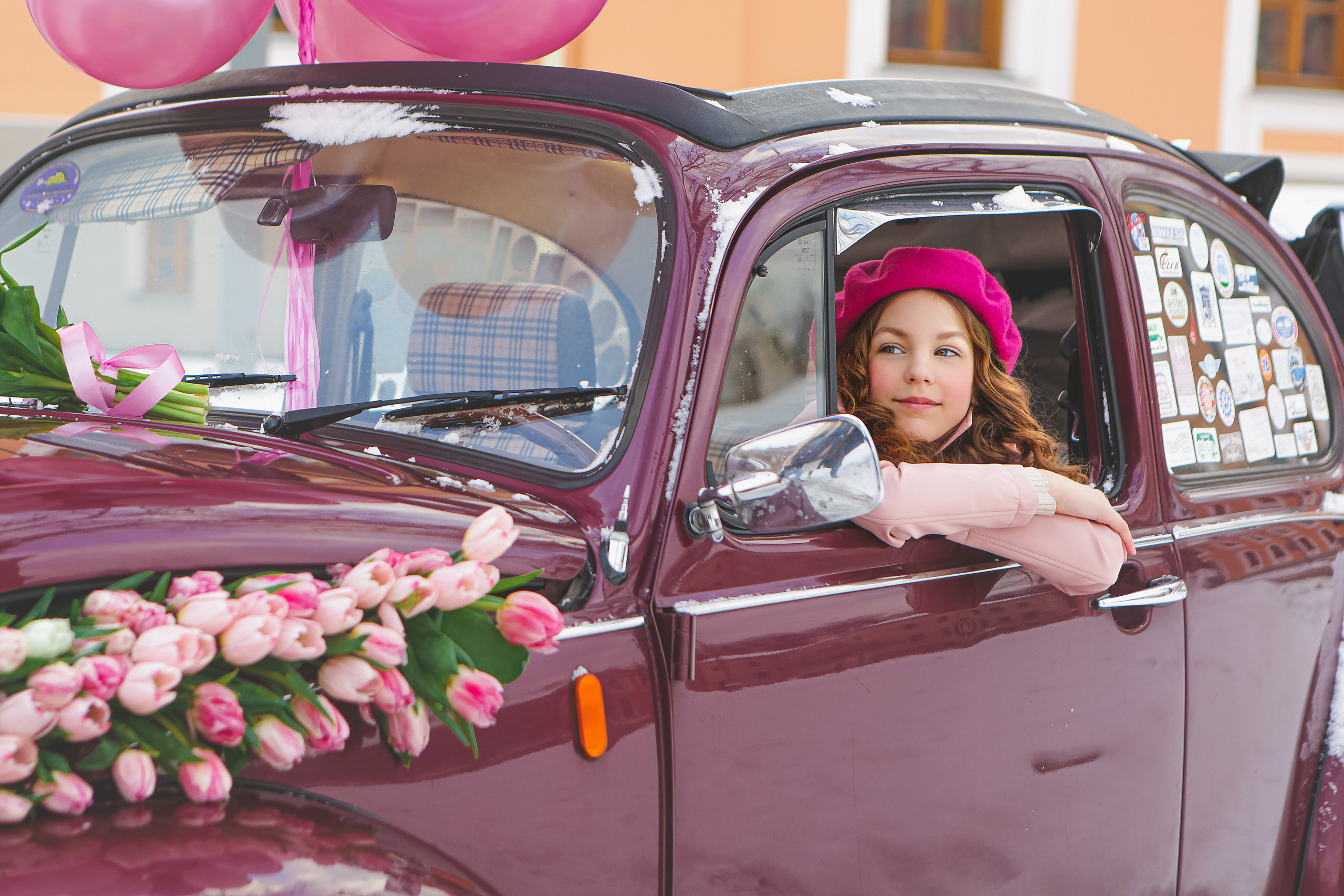 Машина с цветами. Семейный и детский фотограф в Москве Александра Мак