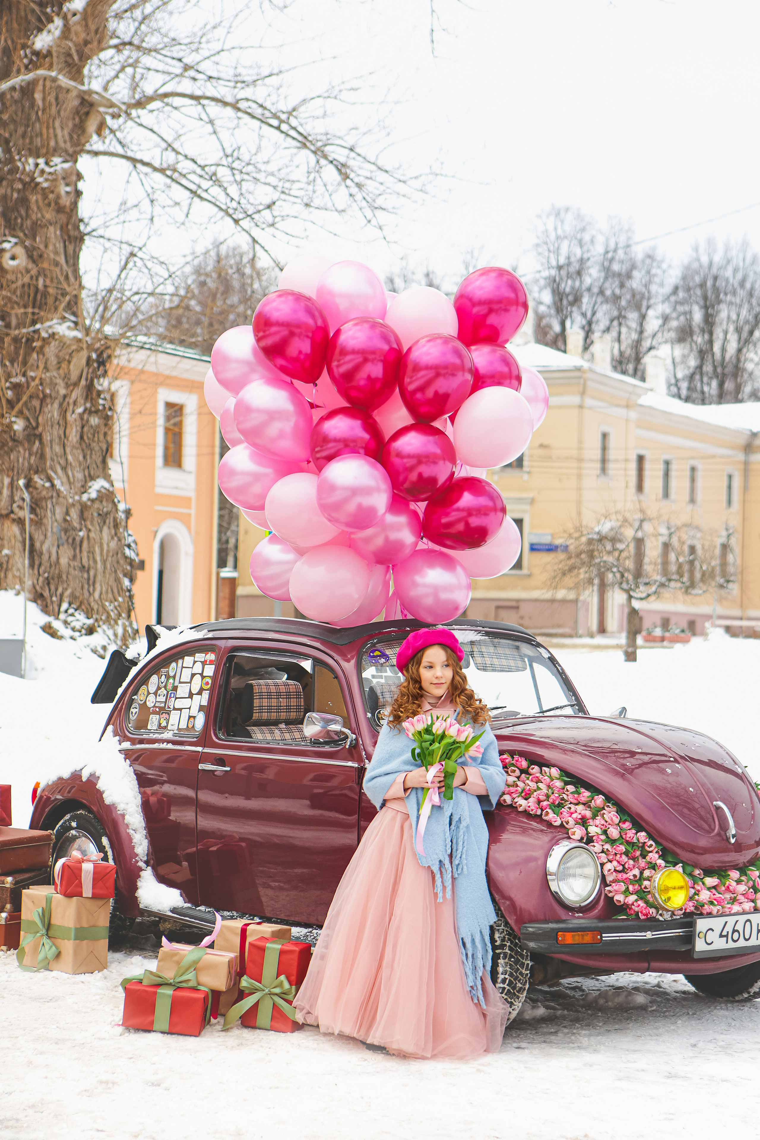 Машина с цветами. Семейный и детский фотограф в Москве Александра Мак