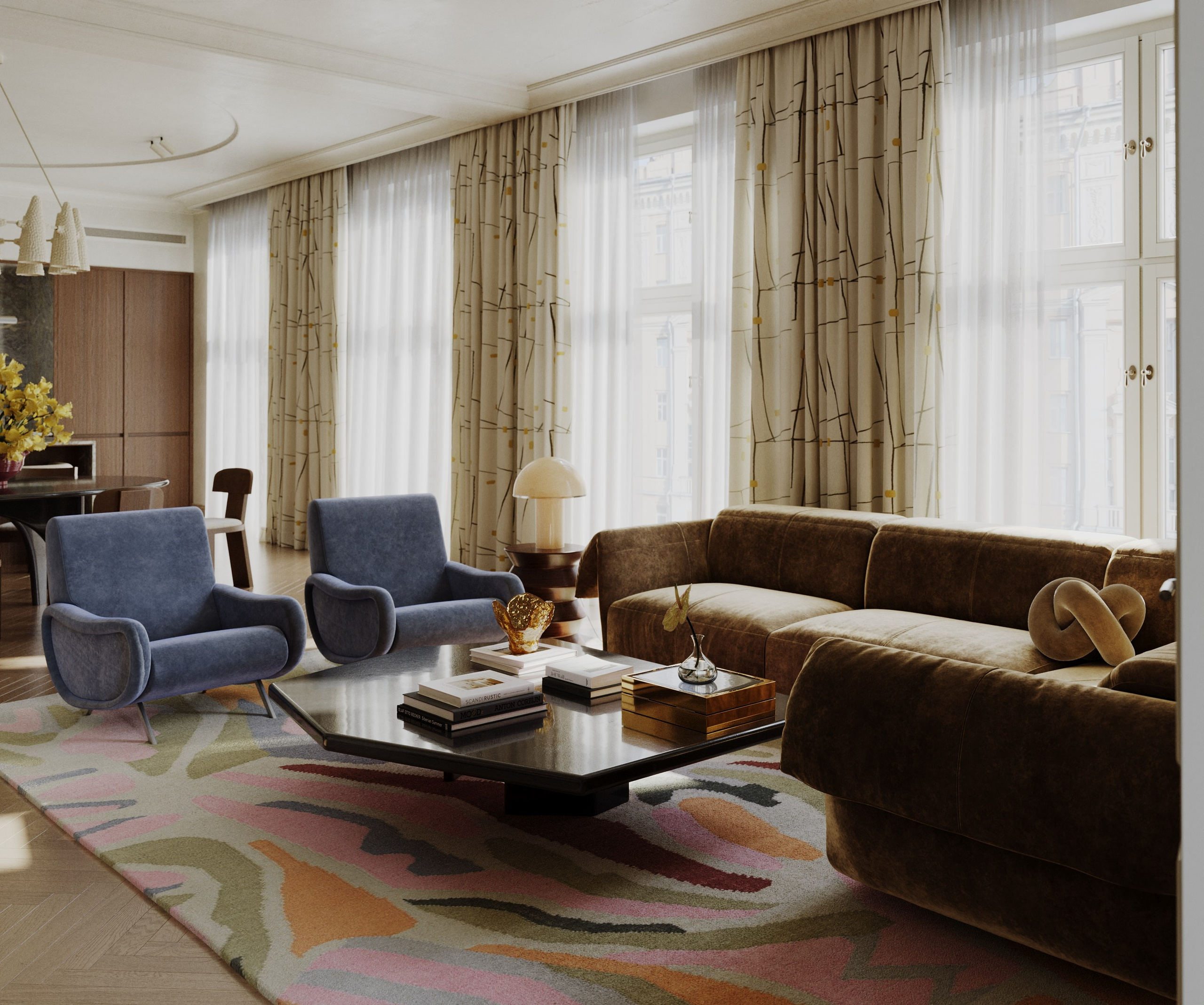 Квартира для семейной пары из Санкт-Петербурга. 3D визуализация дизайна интерьера. 3D interior design visualizer