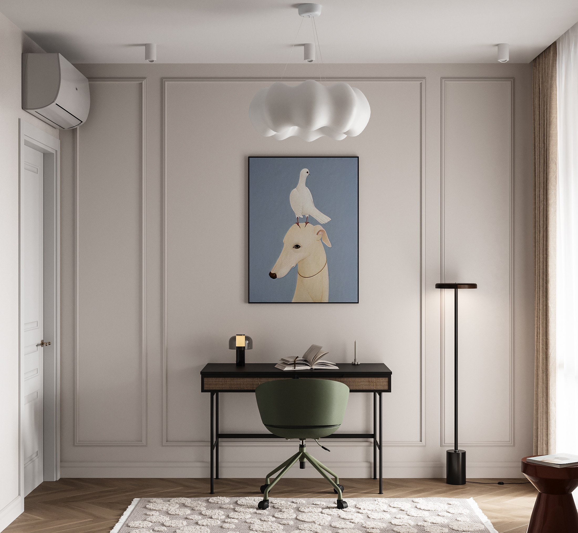 3д визуализация детской комнаты в интерьере квартиры в современном классическом стиле 