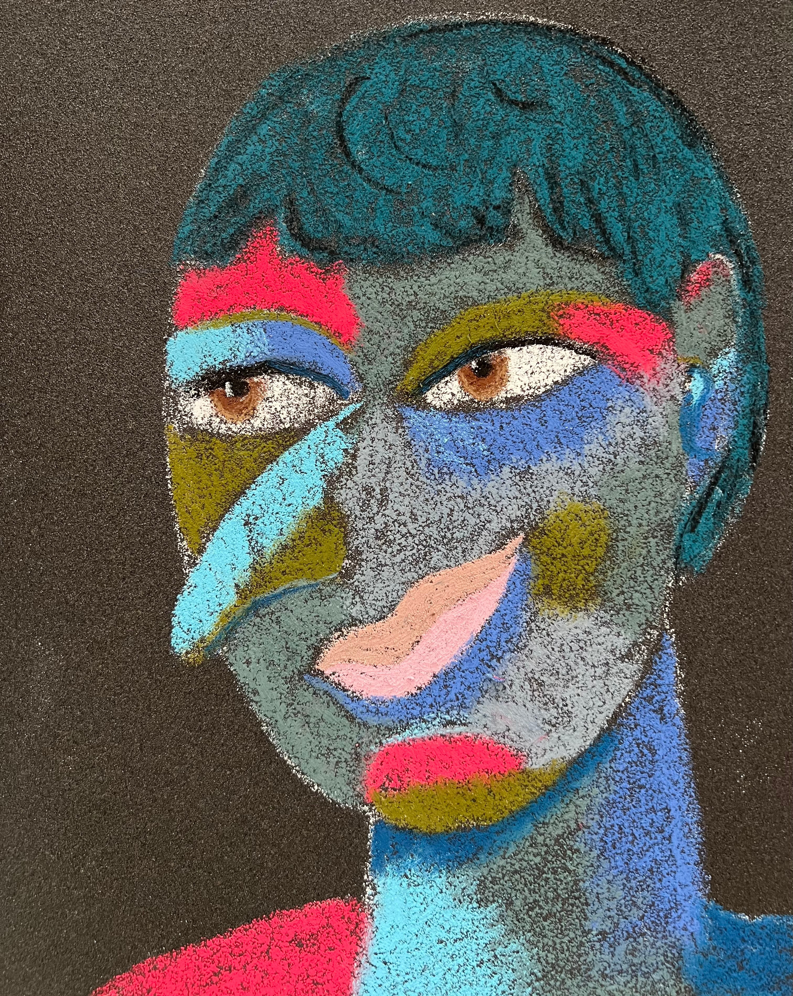 Title: Housemaid Material: Oil pastel, sandpaper Size: 28 x 23 cm 