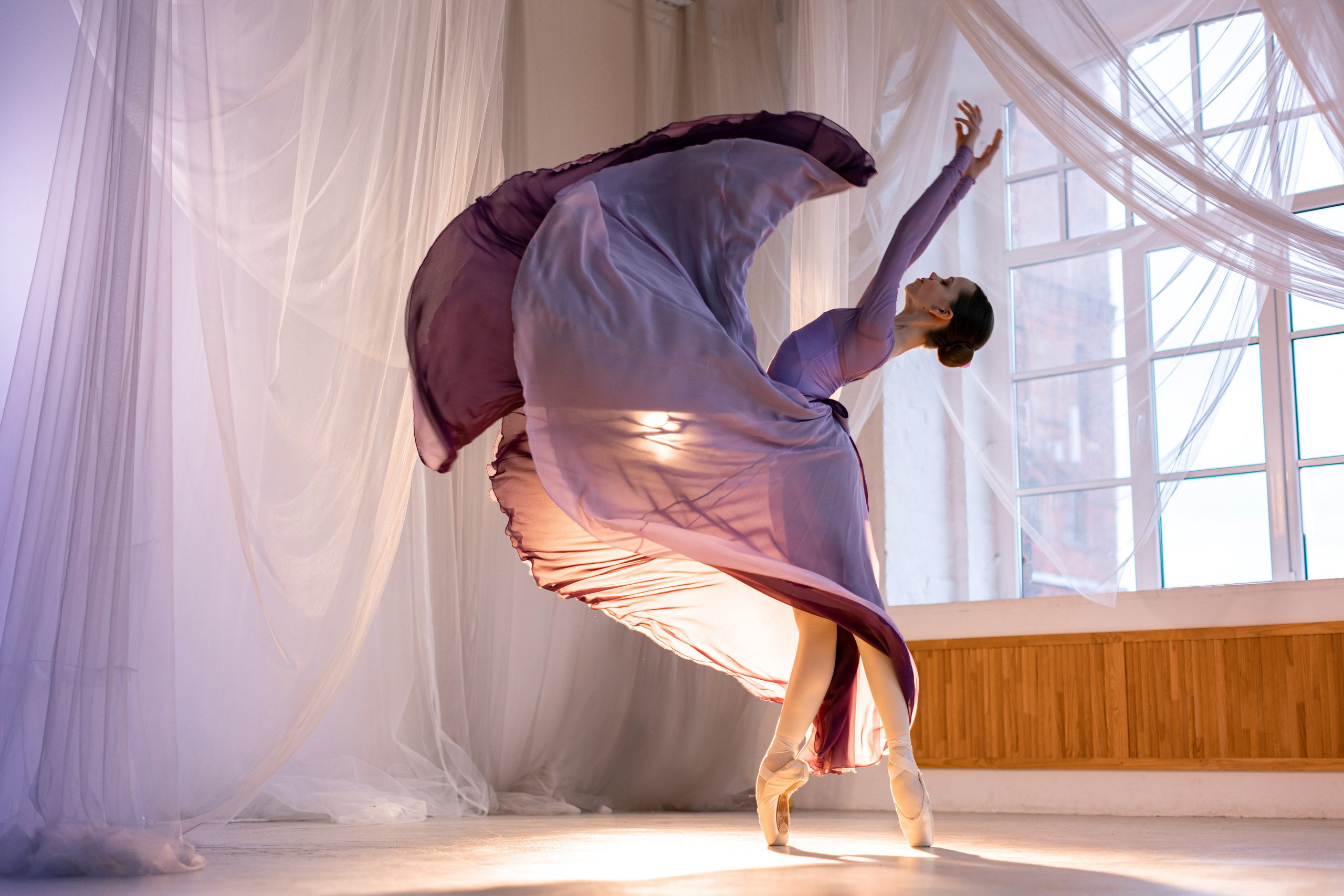 Фиолетовая воздушная длинная юбка напрокат. Балетный фотограф Алина Ханько — Душа Балета