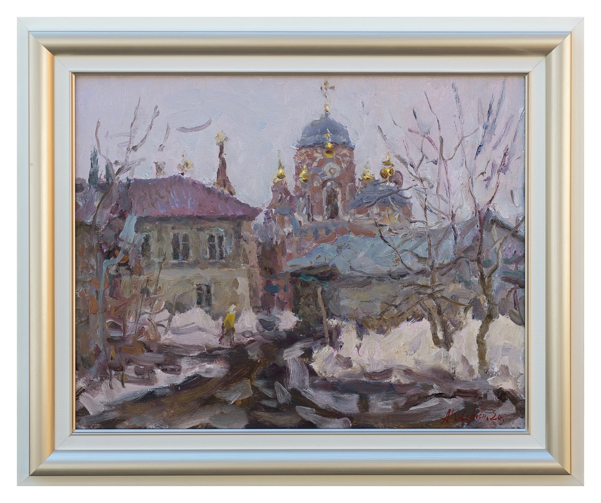 Елецкий дворик.Март. Вид на Великокняжескую церковь. Художник Александр Каверин