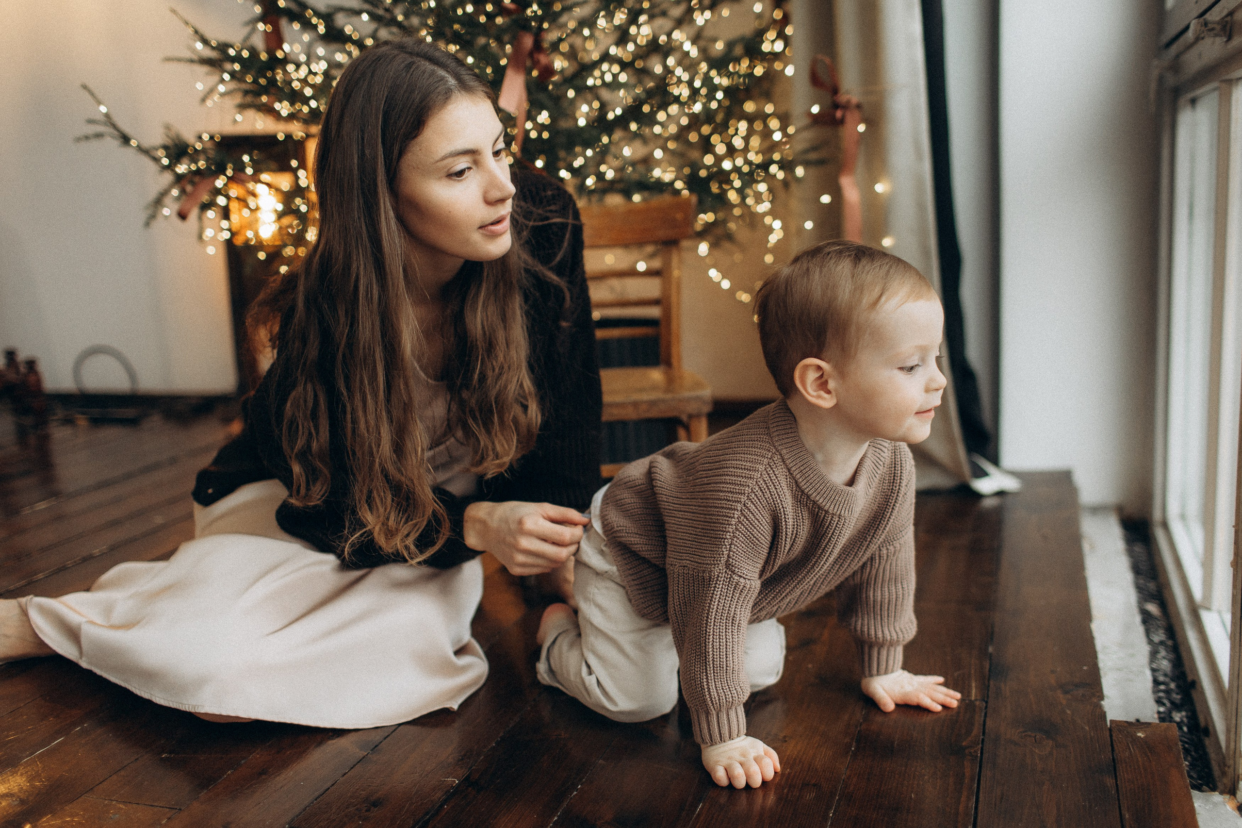 Семейная новогодняя фотосессия Москва мама и сын. Фотограф Владимир Москва