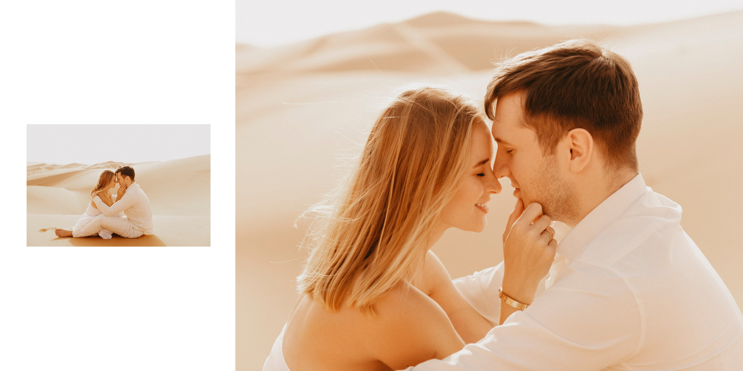 Photo love story in desert honey moon