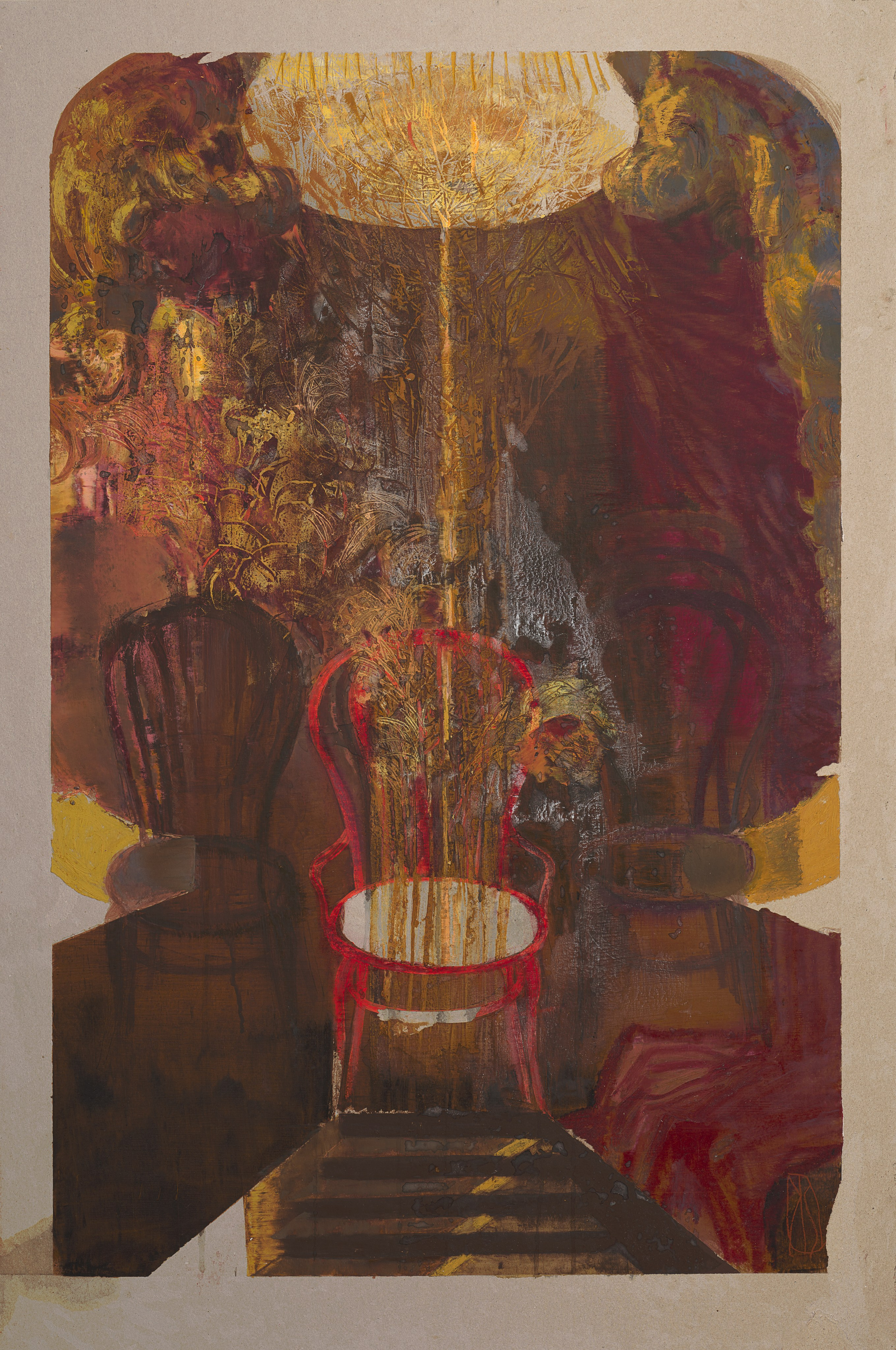 «Театр. Бенефис» - художник Лариса Блохина (картон, смешанная техника, 119x79, 2024)