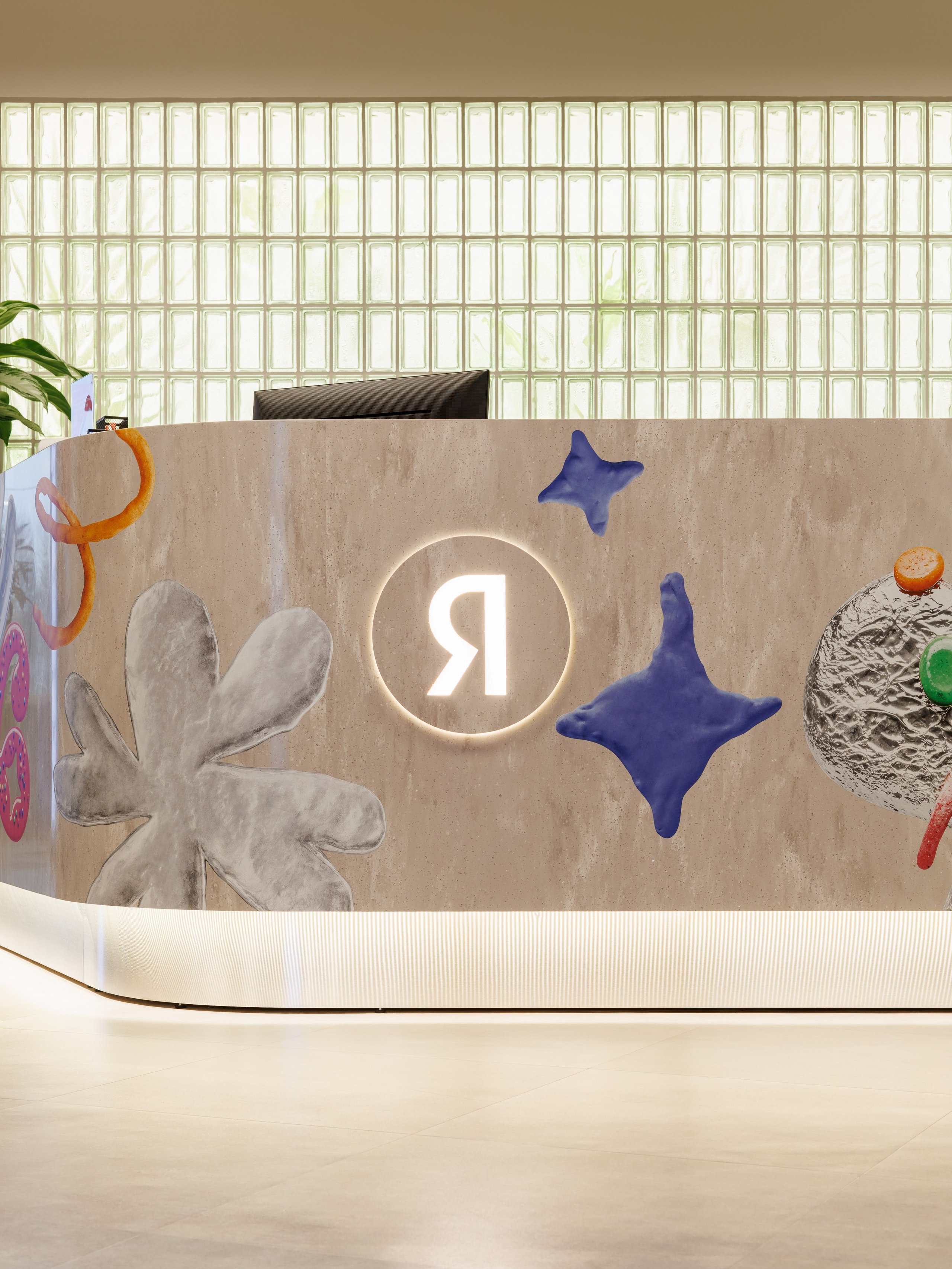 Стойки ресепшн, офис Яндекса