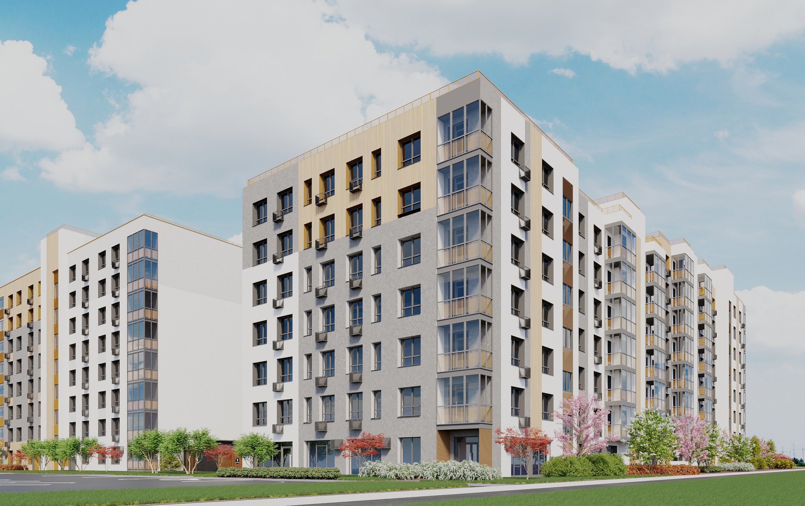 Визуализация двора ЖК Царево City Казань. Архитектор-дизайнер в Казани