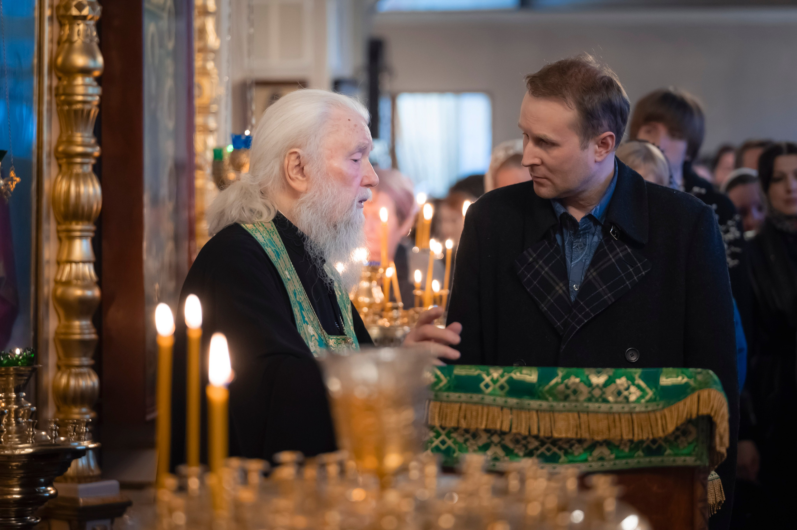 Богородский Храм. Всенощное бдение. Освящение верб. Антон и Татьяна Денисенко — В храме