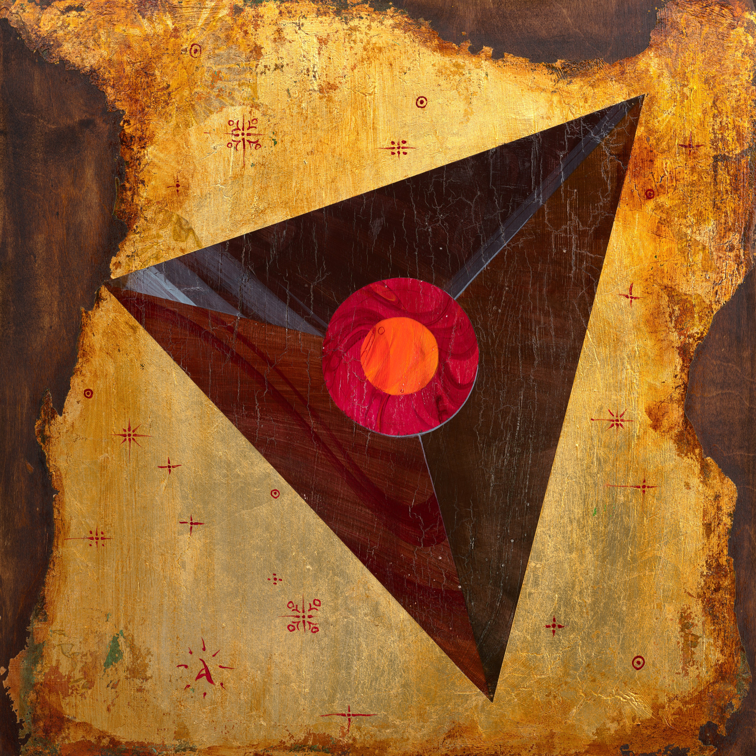 «Аккаунт 26032025» - художник Антон Фролов (дерево, темпера, поталь, 65x65 см, 2025)