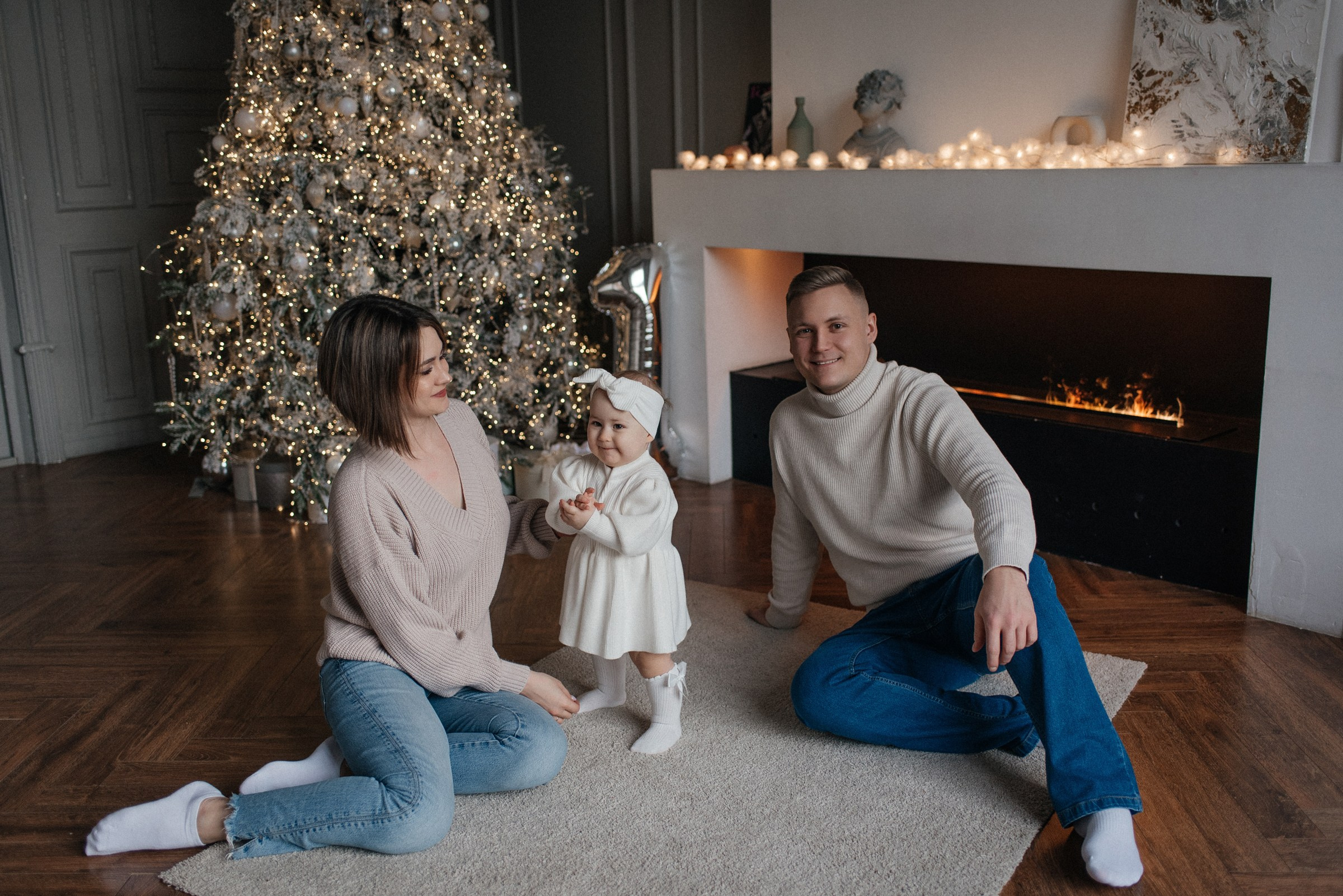 новогодняя семейная фотосессия в студии