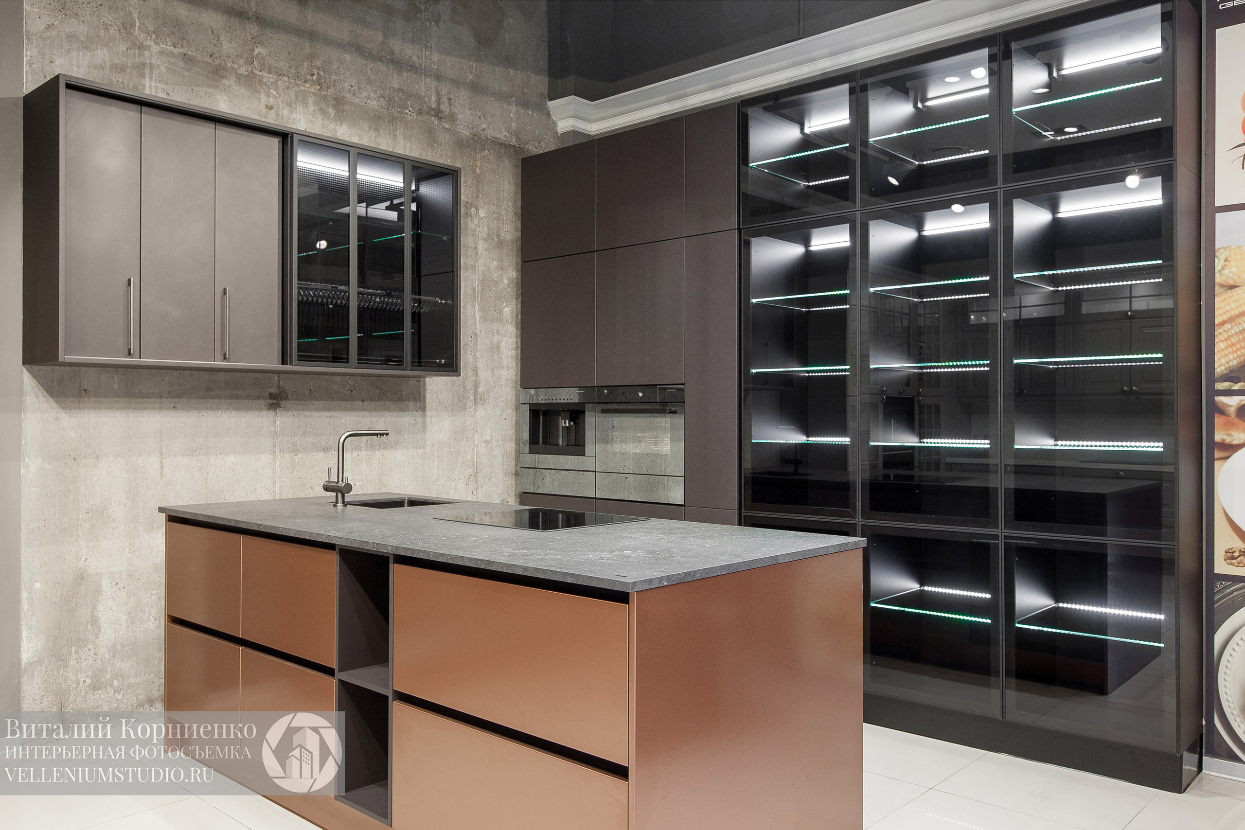 Фотосъемка кухонь в салоне мебели. Интерьерный фотограф Краснодар: профессионально по доступным ценам