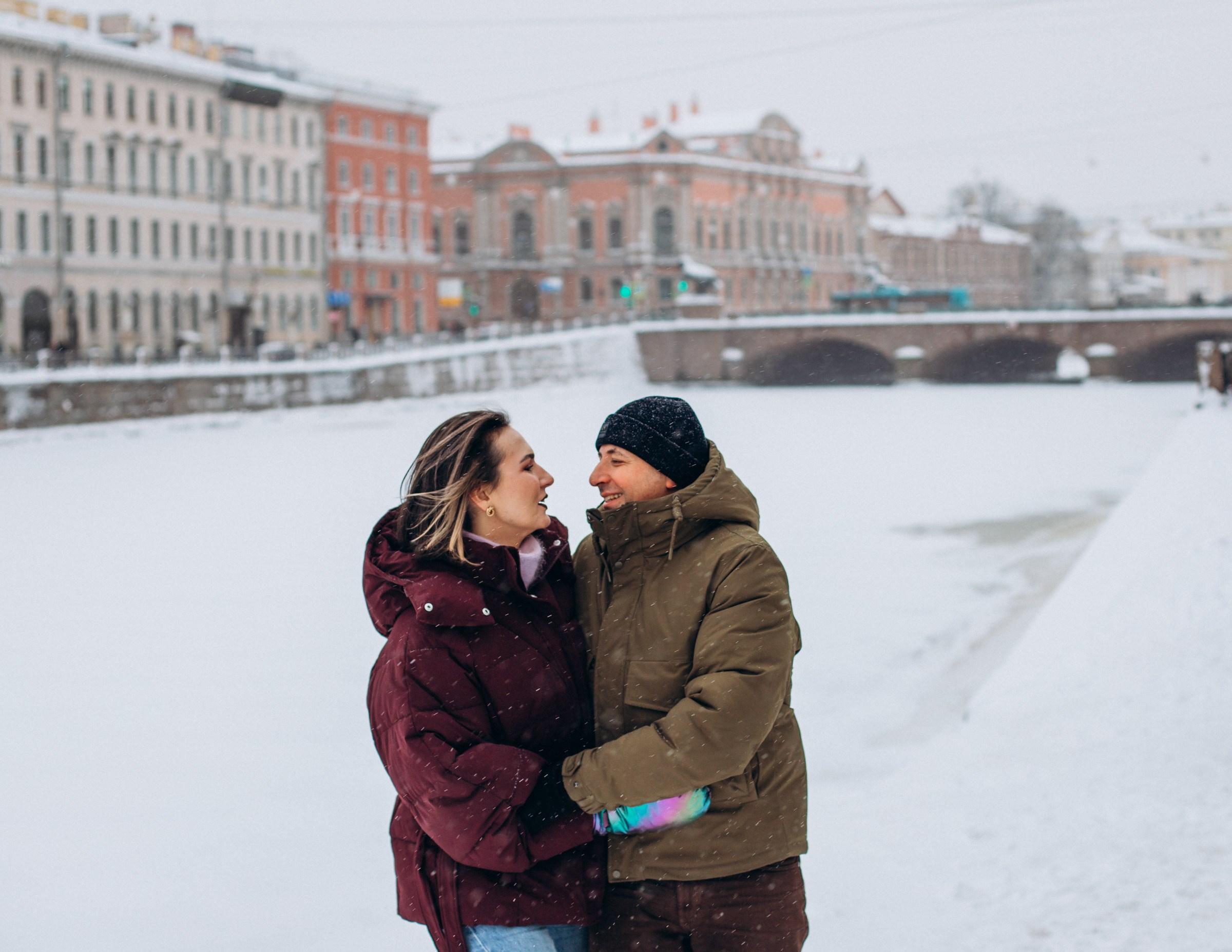 Анастасия и Леонид в январе. Фотопрогулка в Петербурге. Индивидуальный и семейный фотограф в Санкт-Петербурге