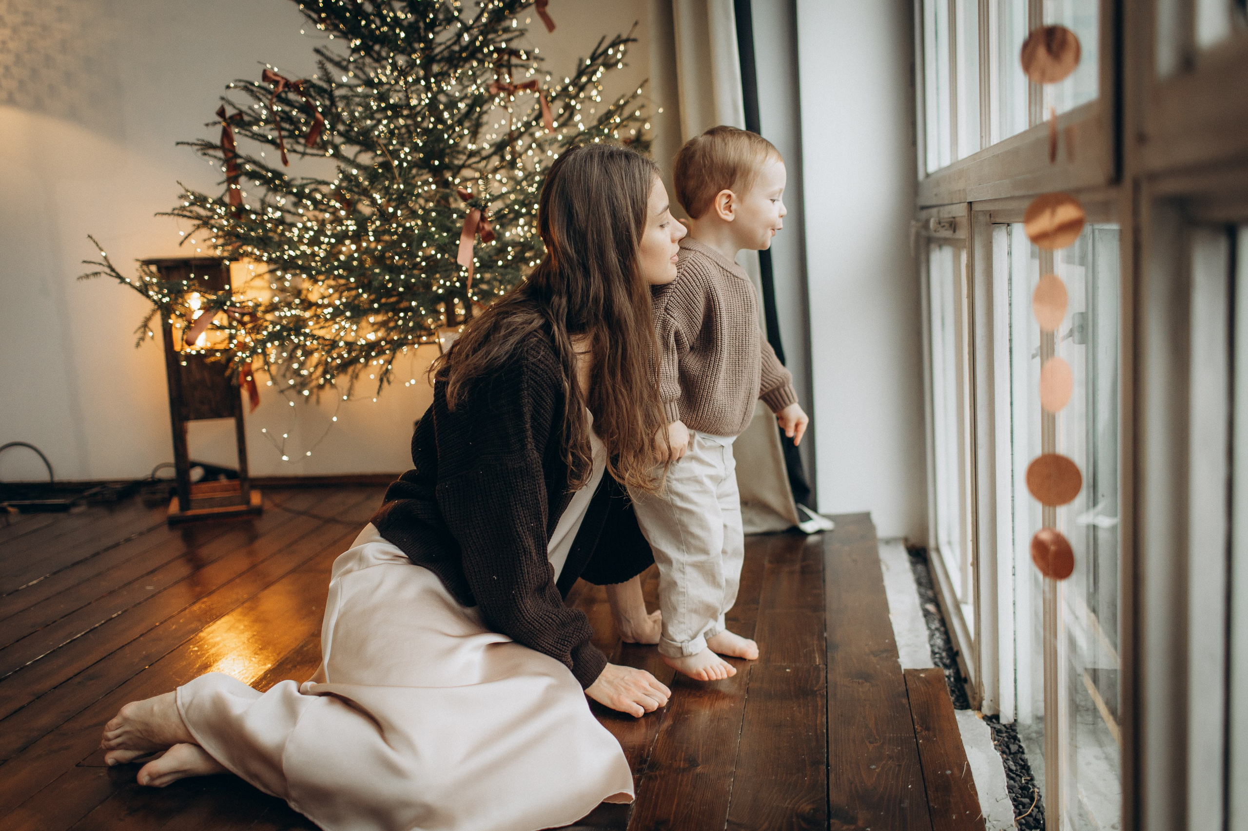 Семейная новогодняя фотосессия Москва мама и сын. Фотограф Владимир Москва