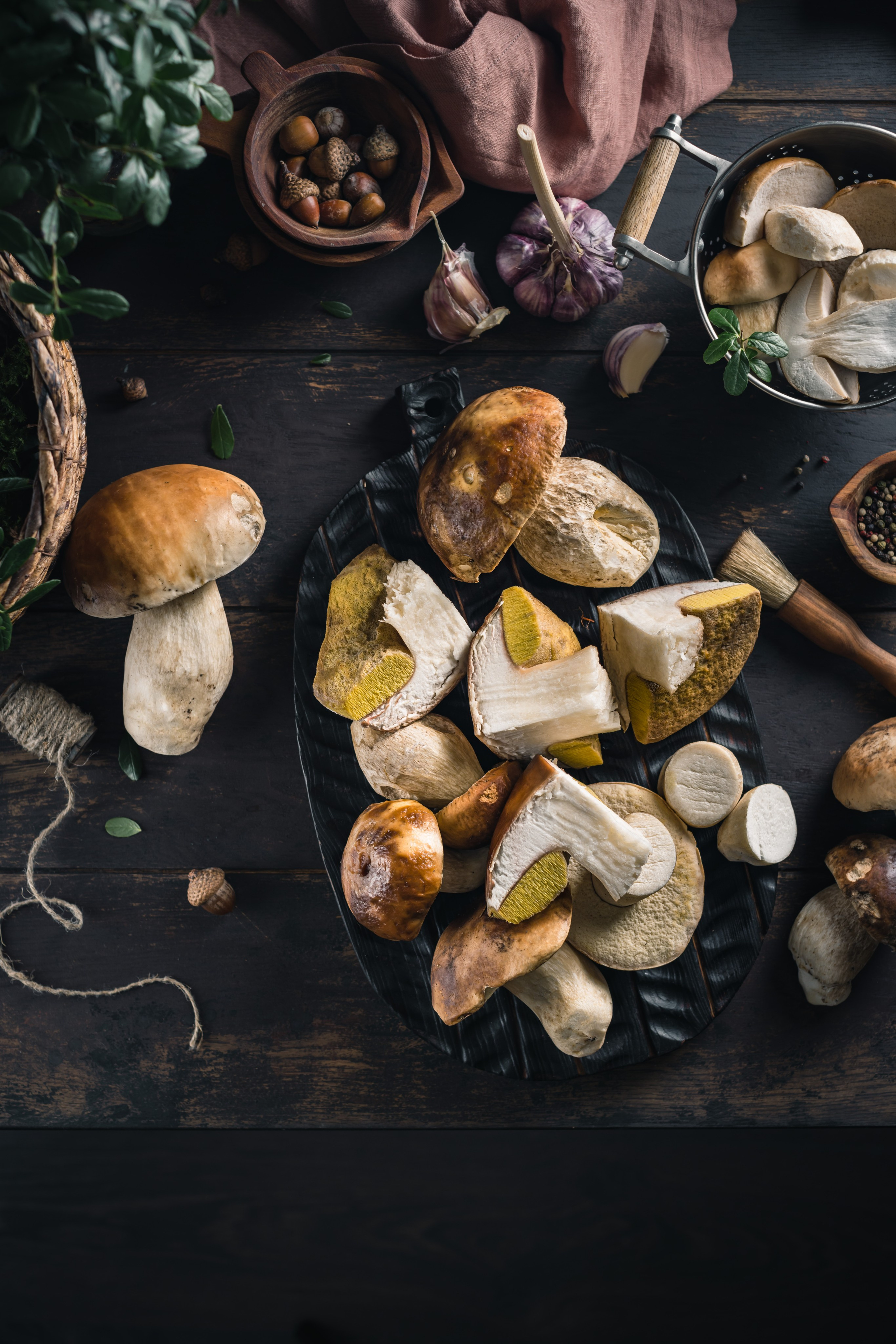 Белые грибы заготовки. Foodie Stories (гастрономические истории) рекламная фуд-фотосъёмка, Москва