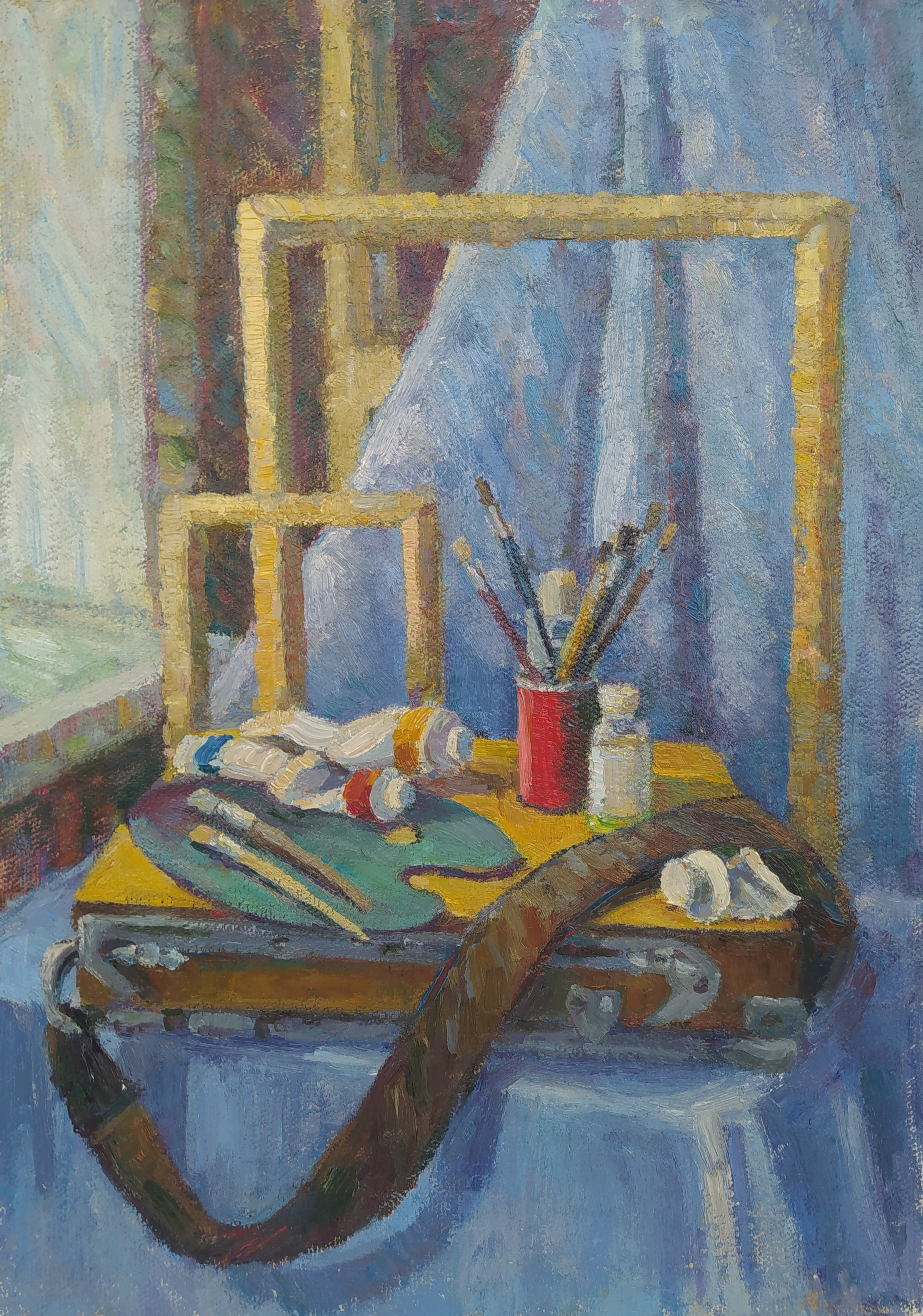 Натюрморт маслом с принадлежностями художника - Картина