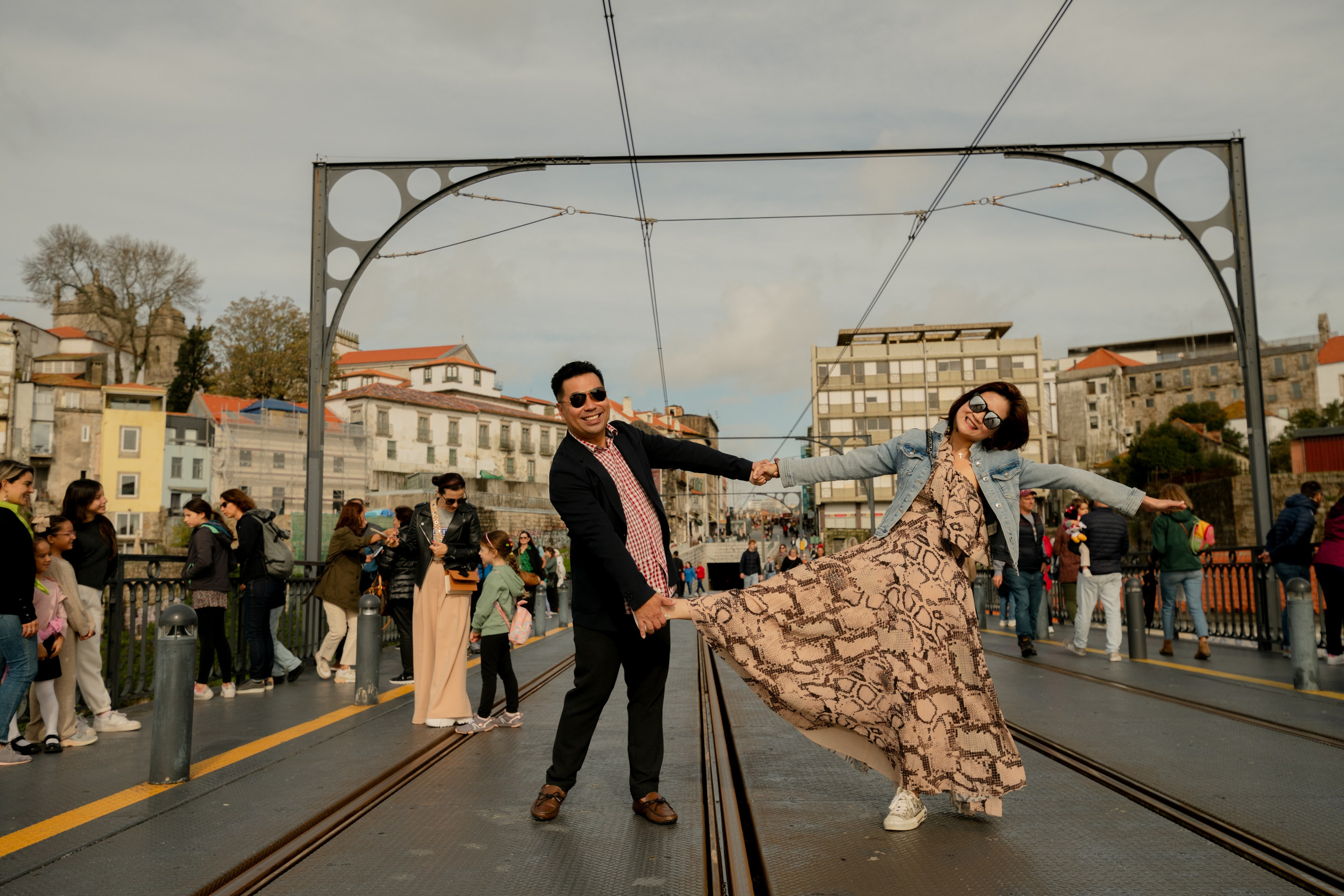 YOKE and ALFRED. Walking in Porto after the rain. Anastasiia Antoniuk portrait, family and couple photographer, Portugal