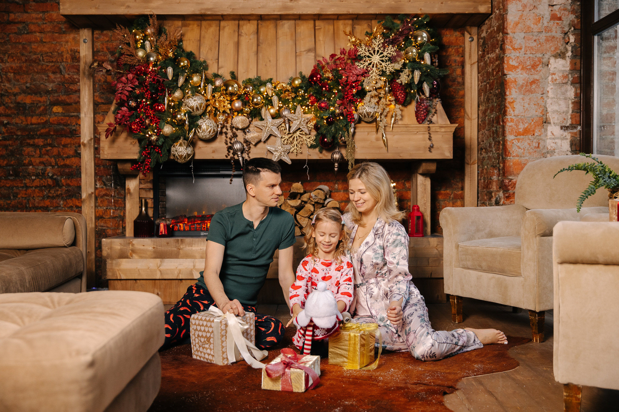 Новогодняя семейная фотосессия. Саша, Нина и Аня