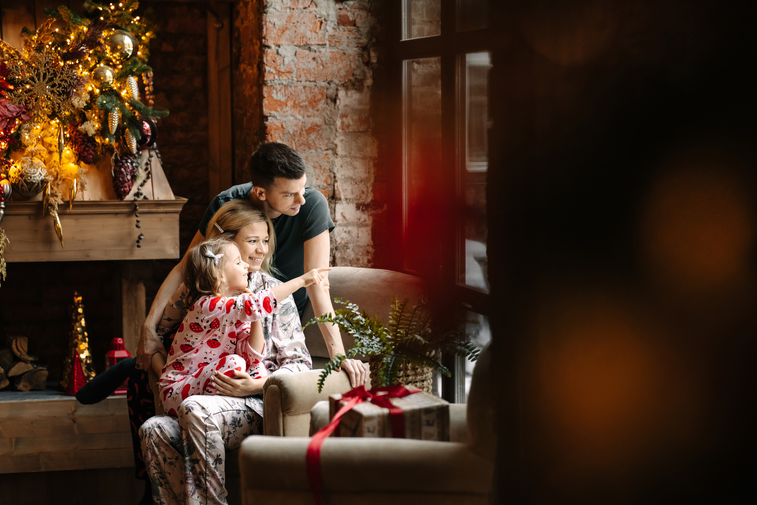 Новогодняя семейная фотосессия. Саша, Нина и Аня