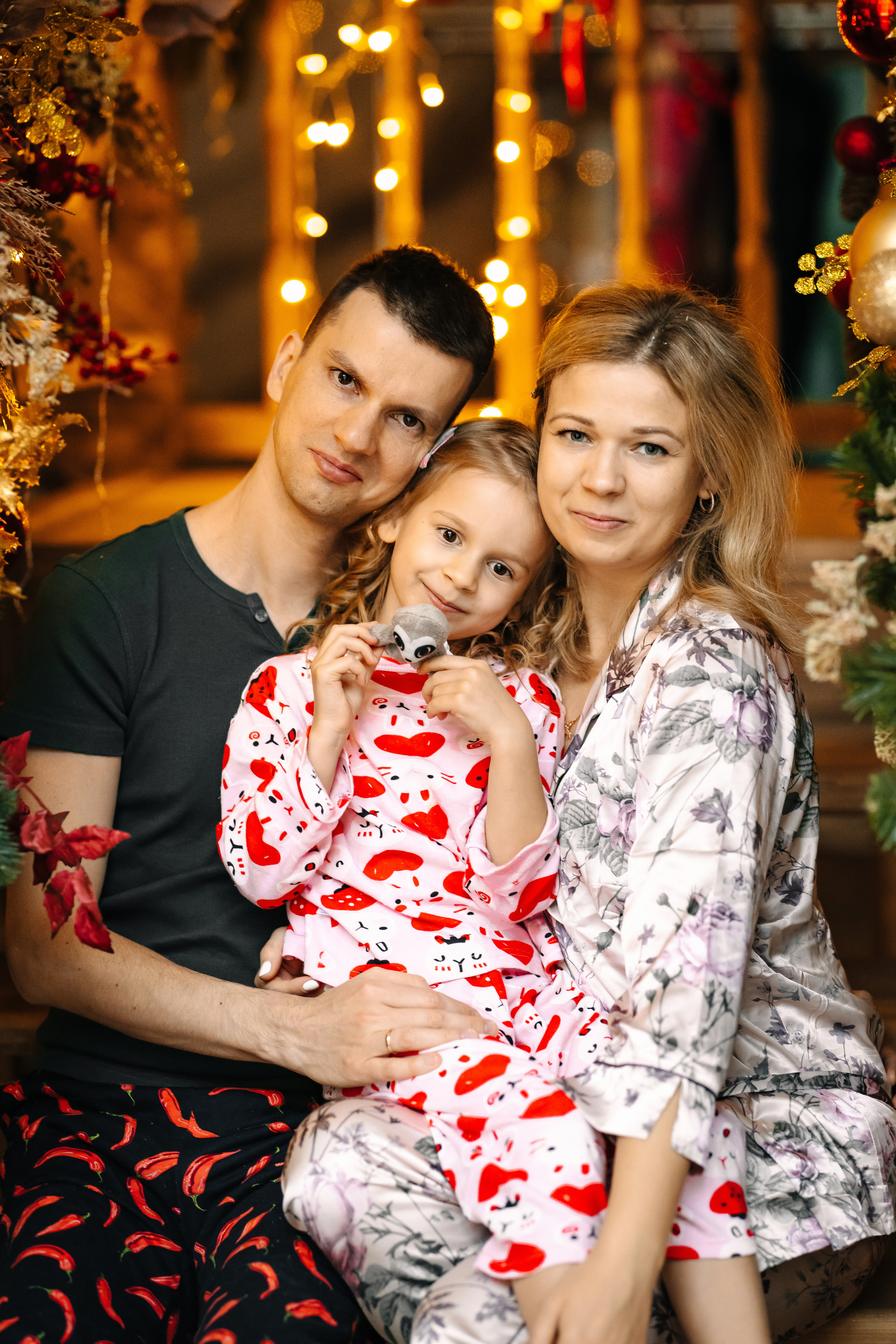 Новогодняя семейная фотосессия. Саша, Нина и Аня