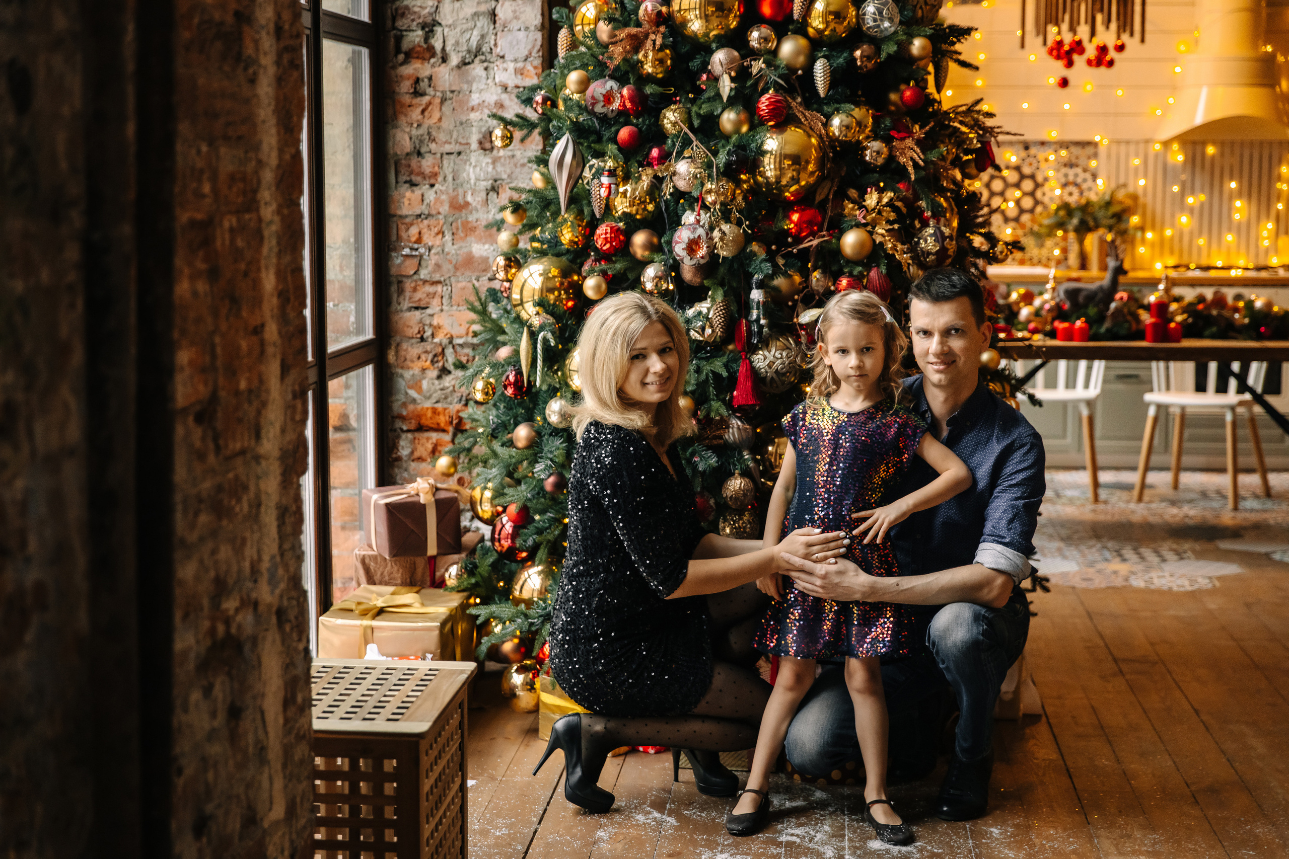 Новогодняя семейная фотосессия. Саша, Нина и Аня