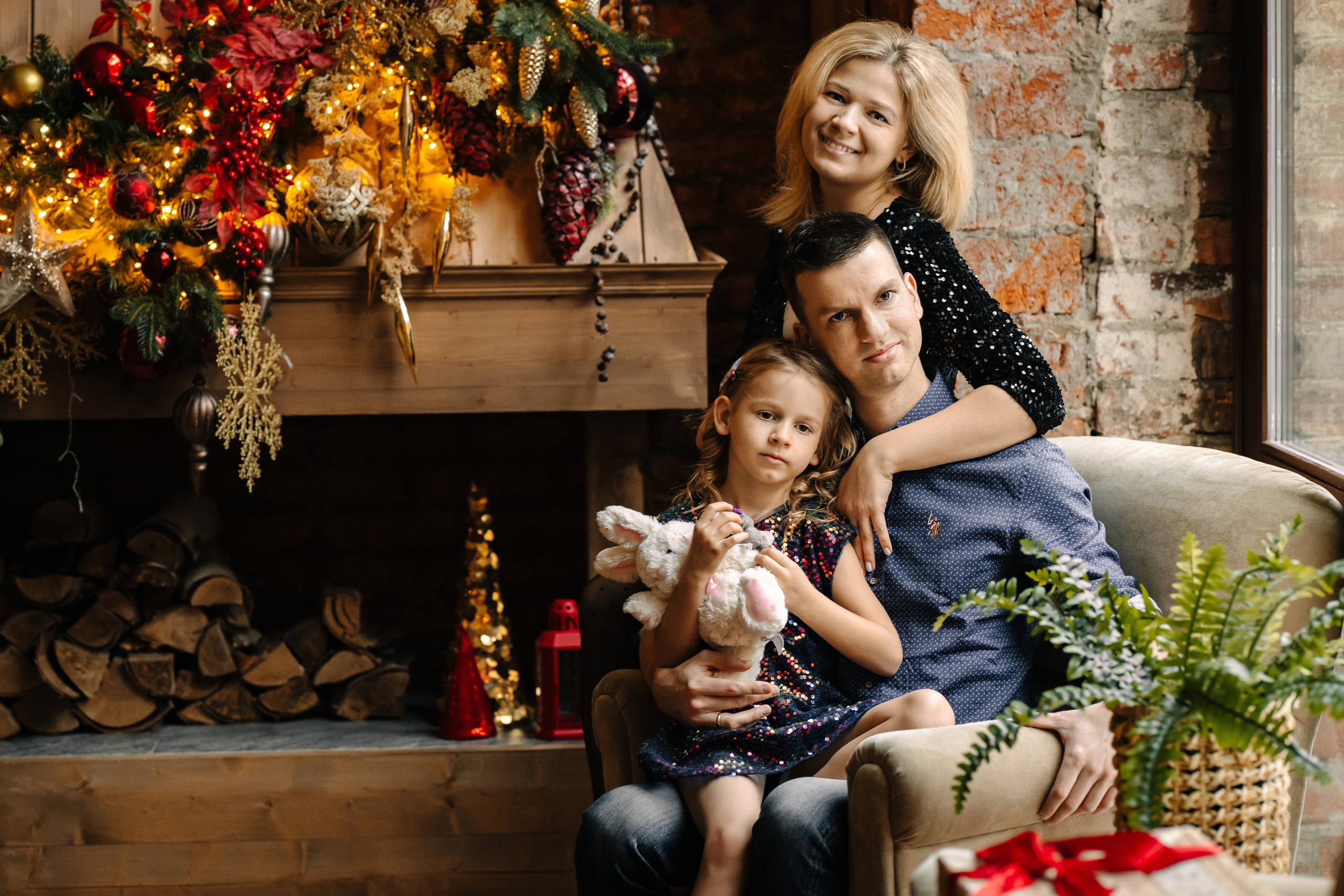 Новогодняя семейная фотосессия. Саша, Нина и Аня