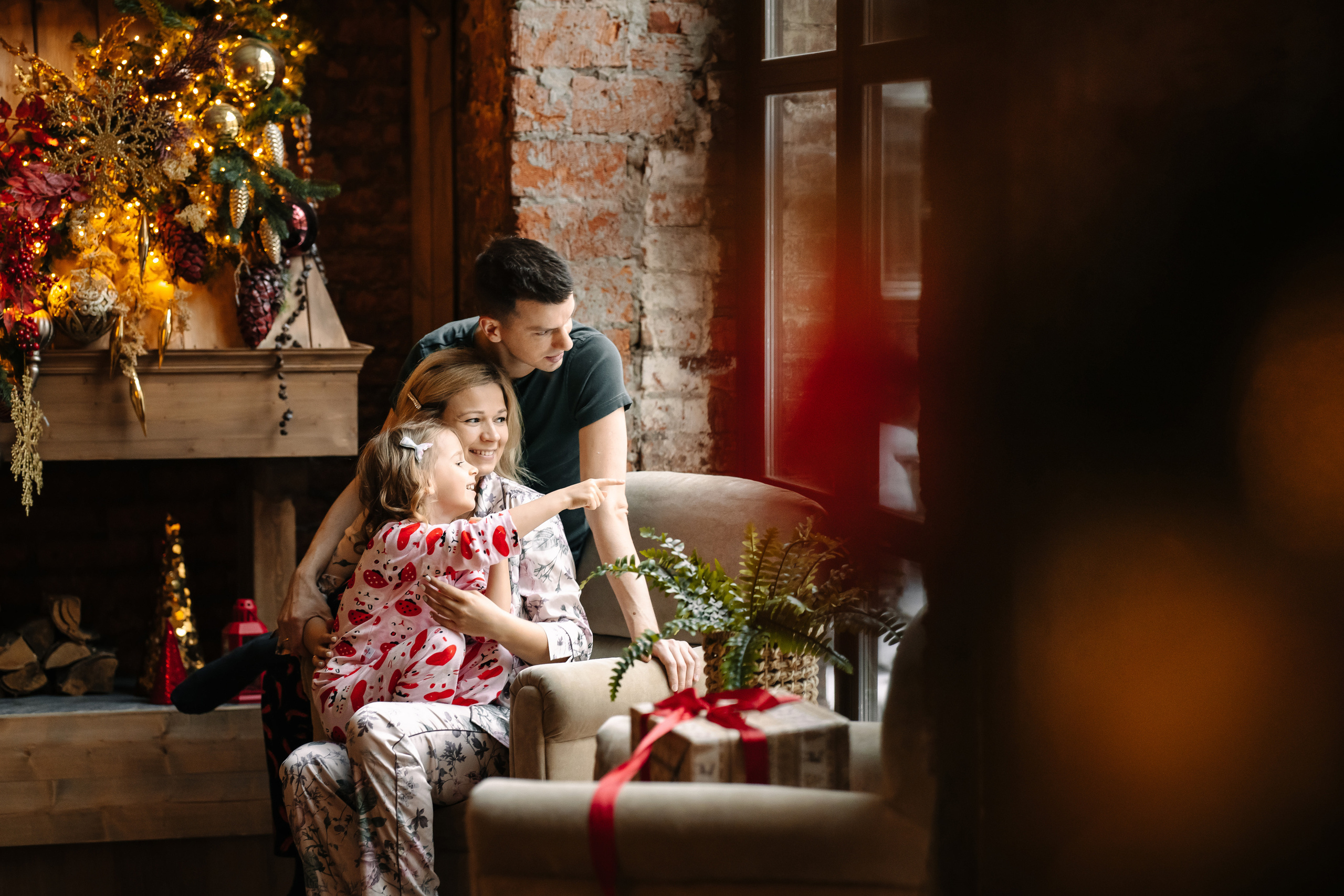 Новогодняя семейная фотосессия. Саша, Нина и Аня