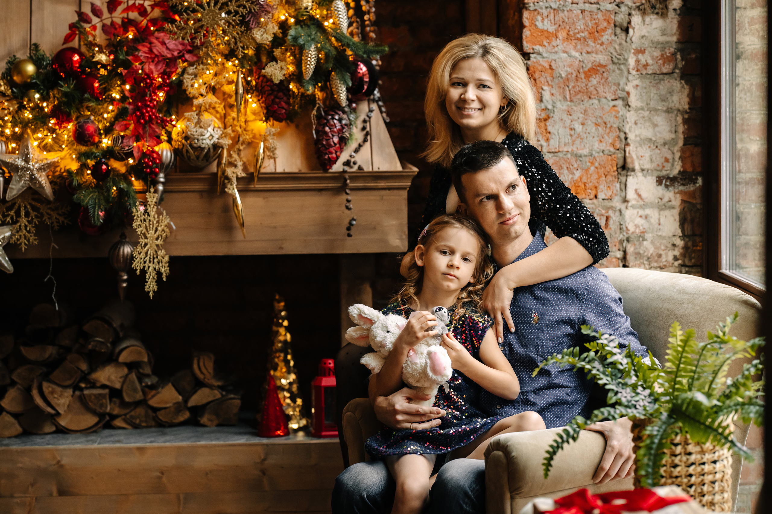 Новогодняя семейная фотосессия. Саша, Нина и Аня