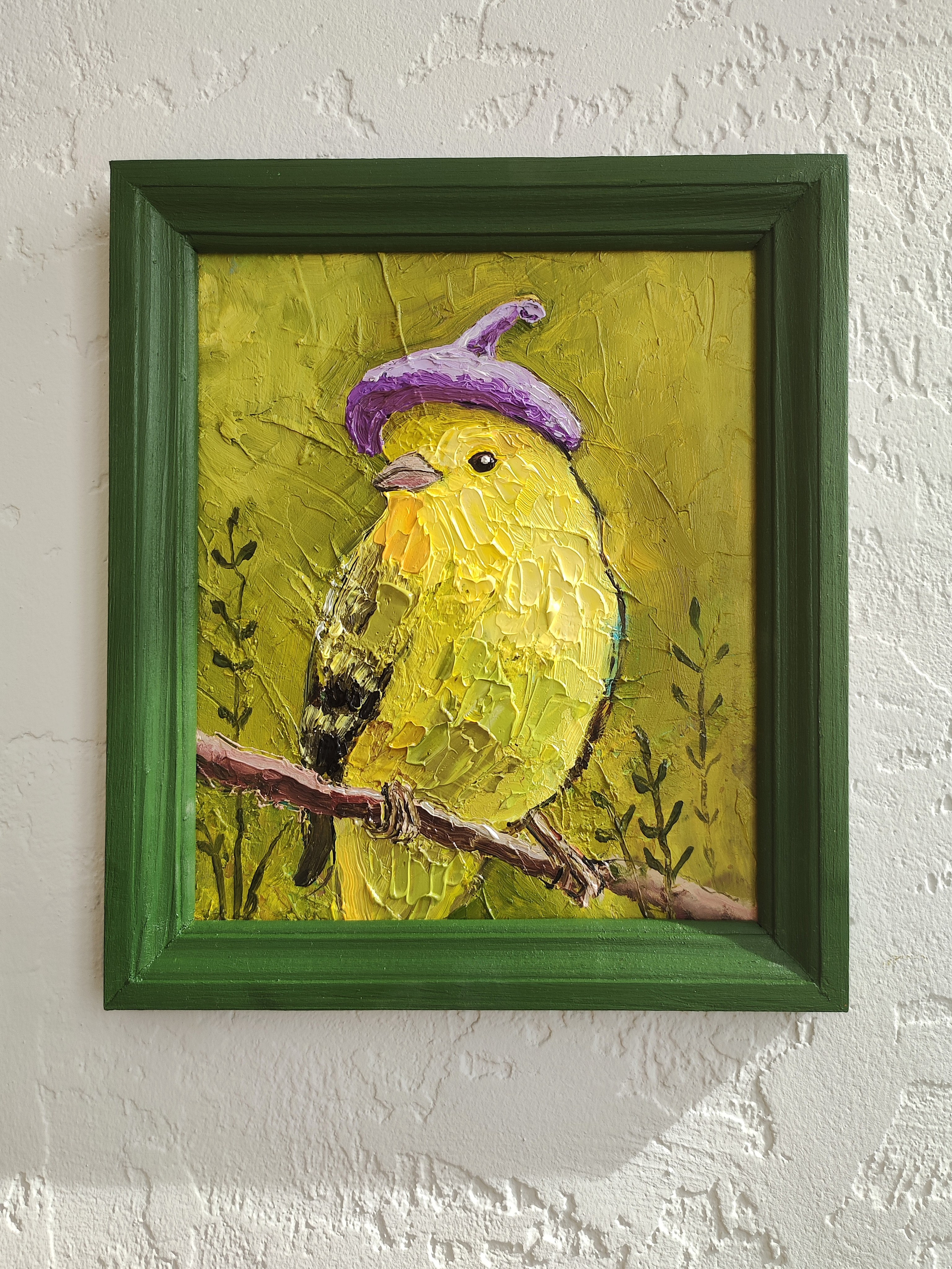 «Пташка-милашка». Масло, картон, 15×18 см. Галерея картин художницы Бельмесовой Евгении