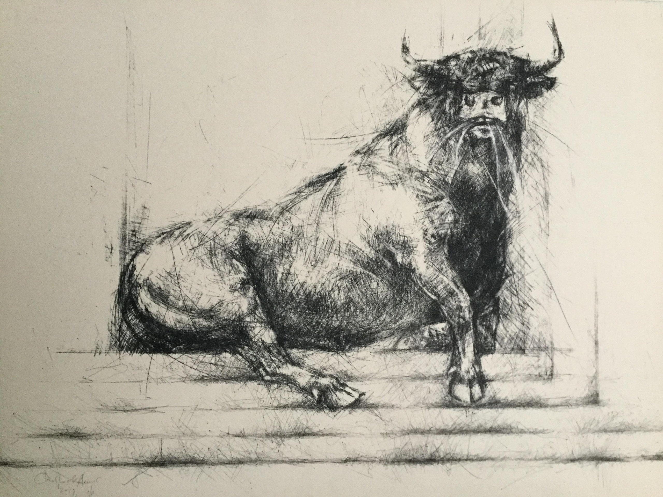 Бычье сердце. 2018. Шелкография, акрил.