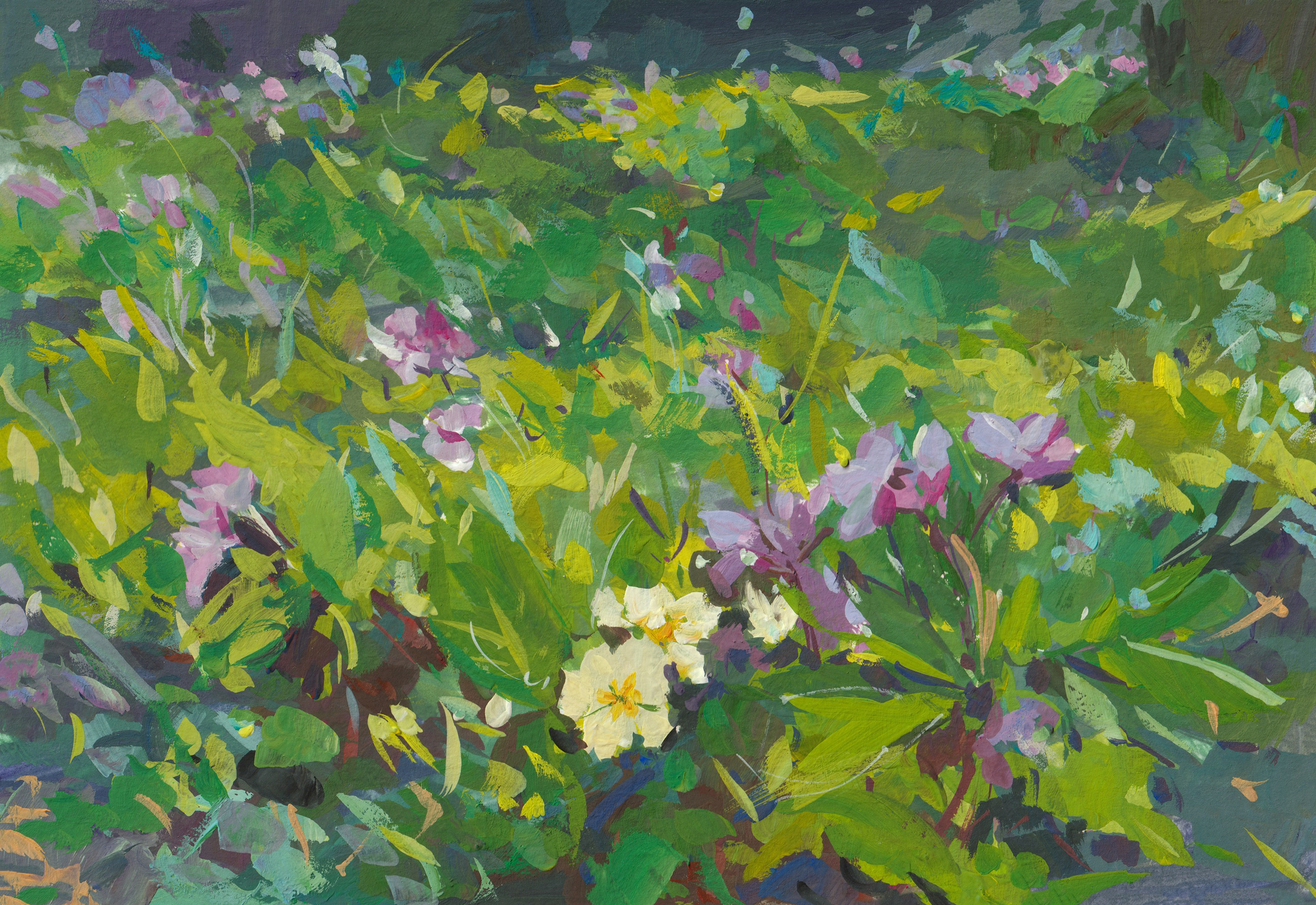 "Весенняя полянка" бумага, гуашь 15х21см, 2025