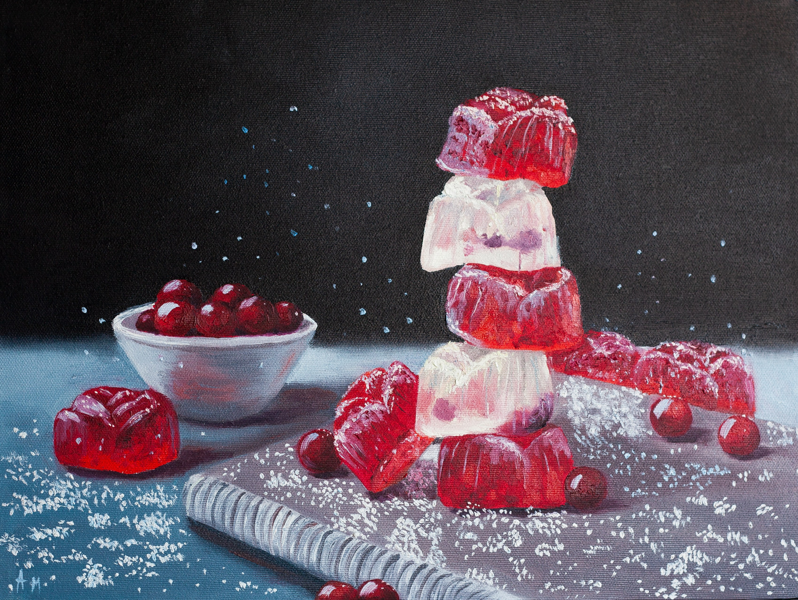 Купить картину маслом в Саратове натюрморт для кухни ягоды