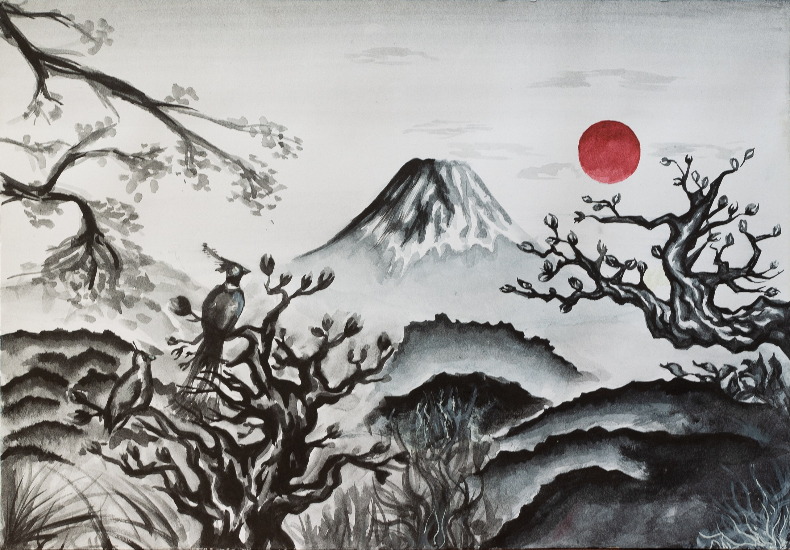 Фудзияма бумага, тушь, 21×29,7 см, 2015