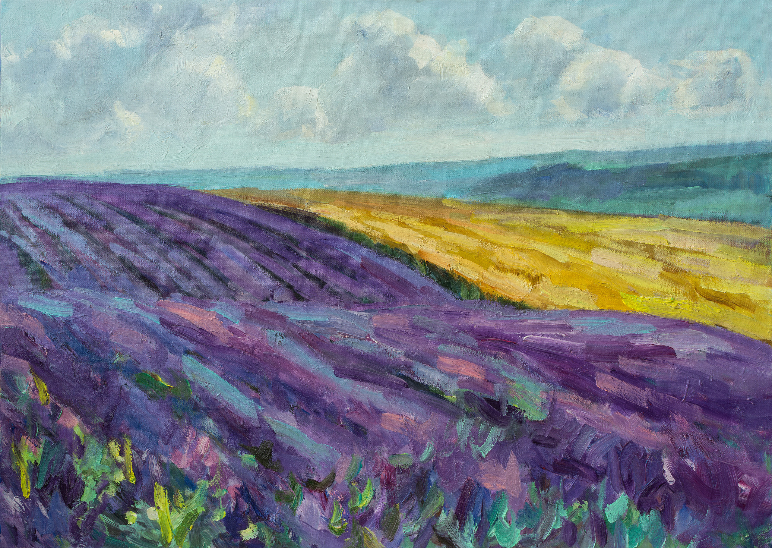 "Лавандовое поле" холст, масло 50х70см, 2022г
