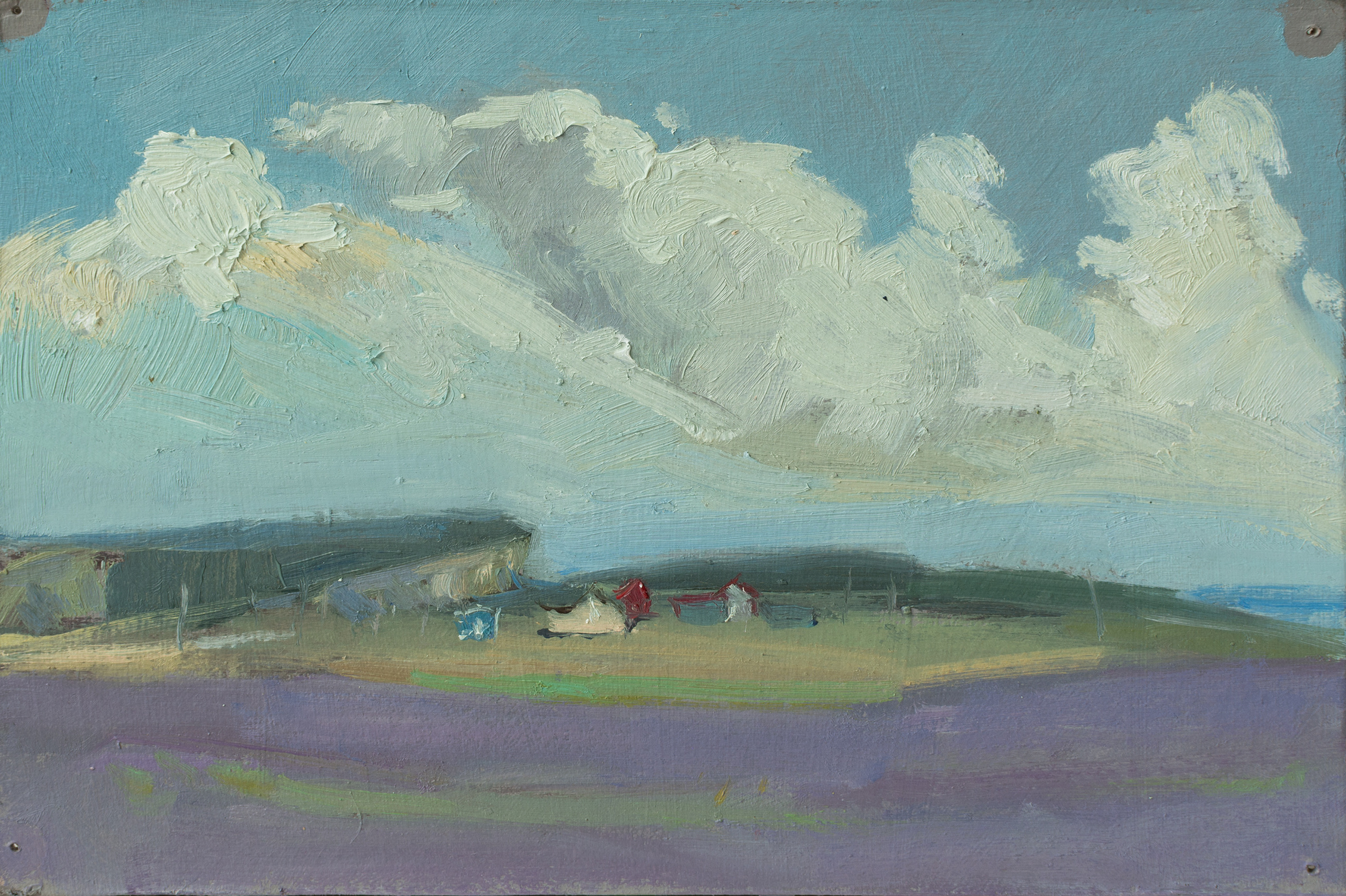 "Облака над долиной" картон, масло 13х19.5см, 2023г