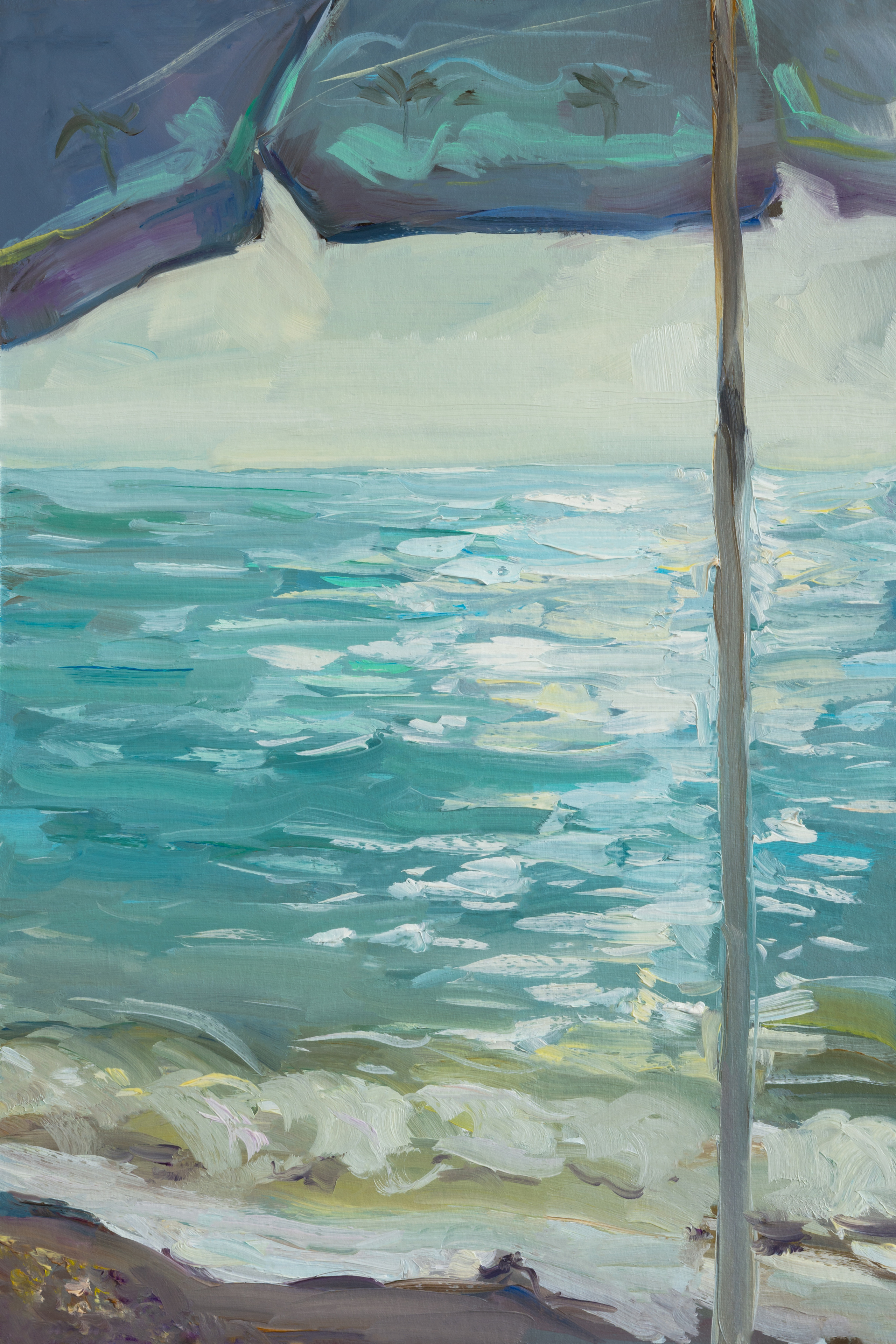 "Под зонтом. Этюд" картон,масло 29х20см, 2021г