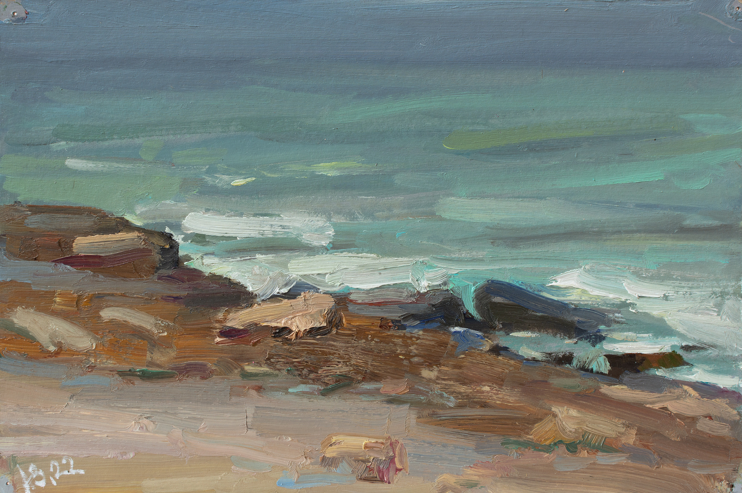 "Этюд. Камни" картон, масло 20х30см, 2022г